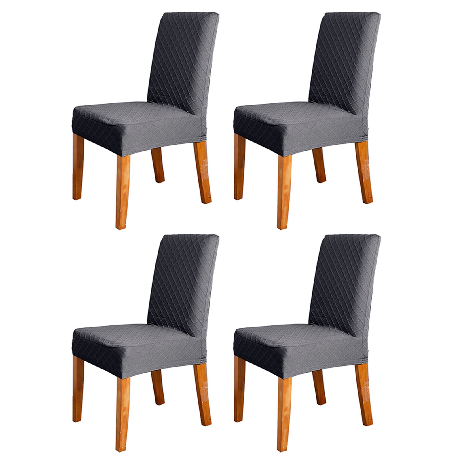 Stretch Solid Diamond Lattice Dining Chair Cover Removable Washable Short view 2