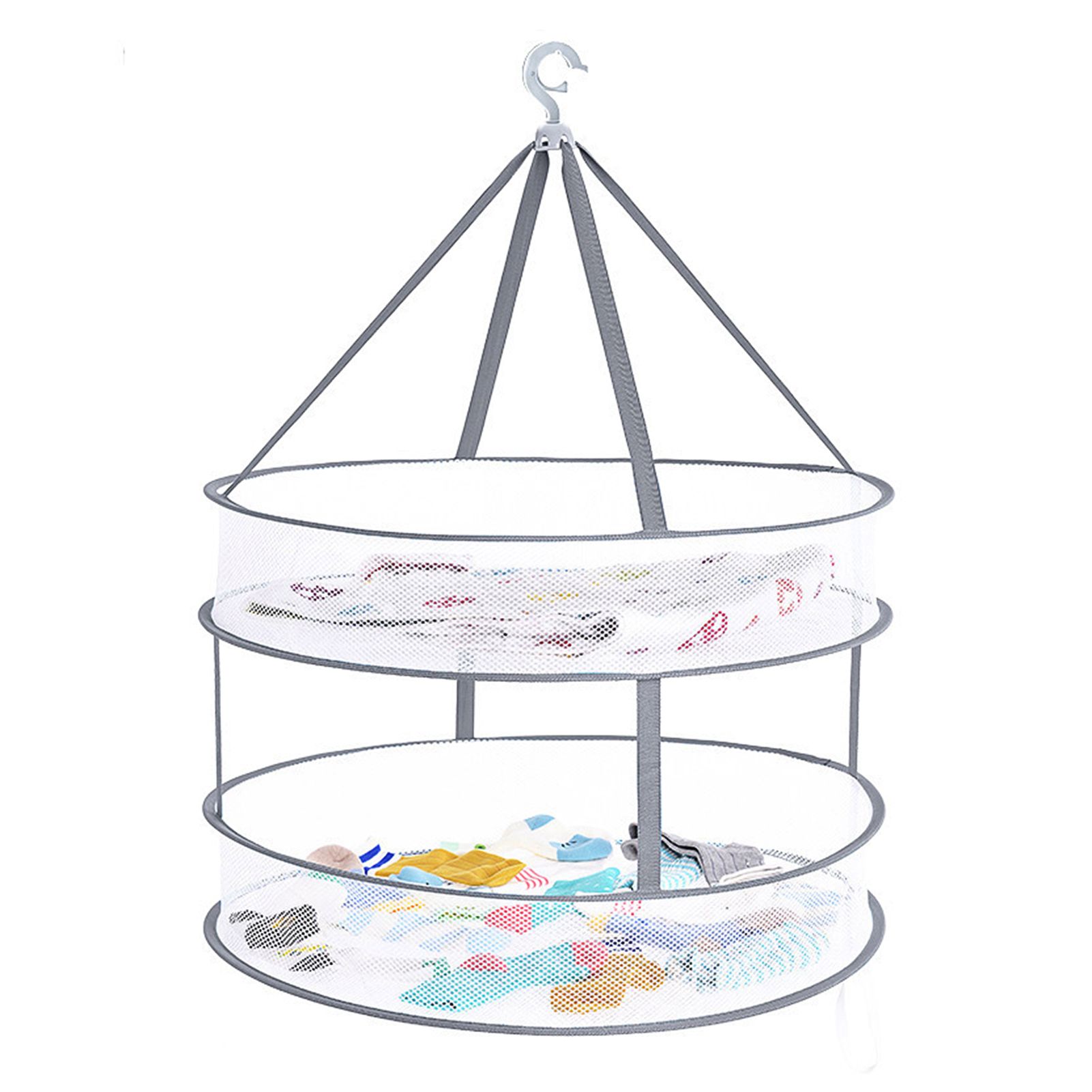 2 Layers Mesh Clothes Hanging Dryer Collapsible Sweater Hanging Drying Rack view 2