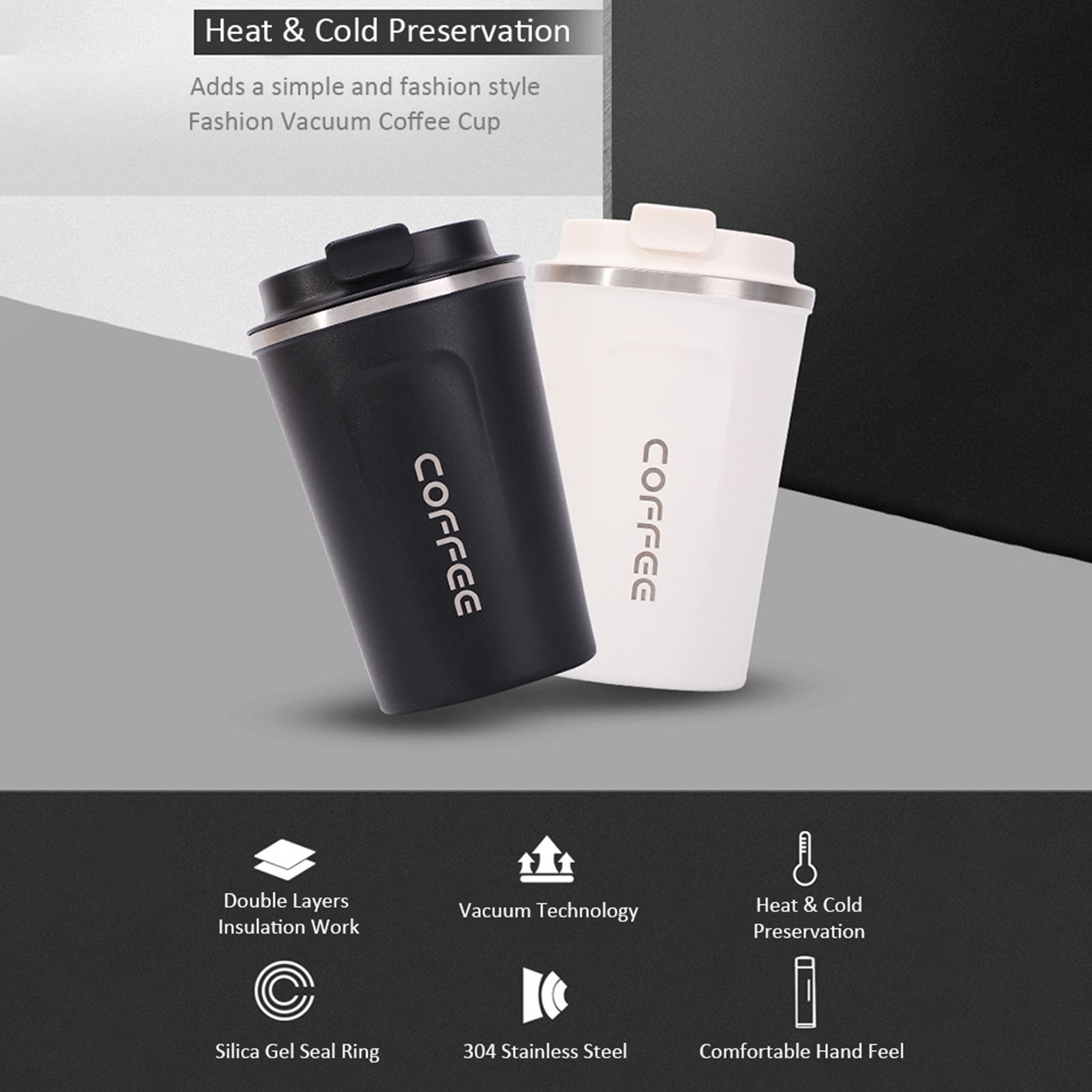 Stainless Steel Coffee Cup Leakproof Insulated Thermal Cup Car Portable Travel