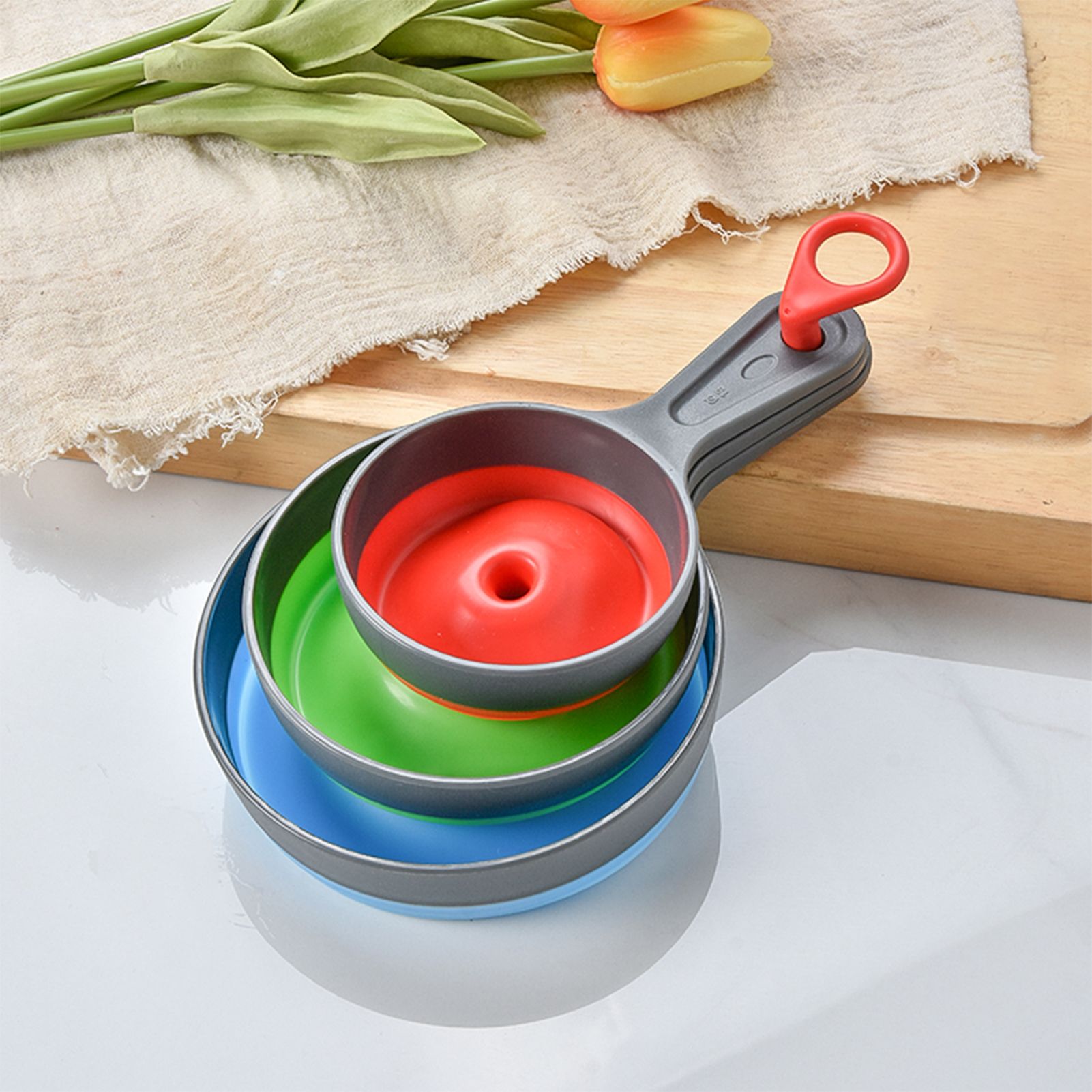 Canning Funnel Silicone Collapsible Funnels Set 3pcs Kitchen Funnel for Wide view 3