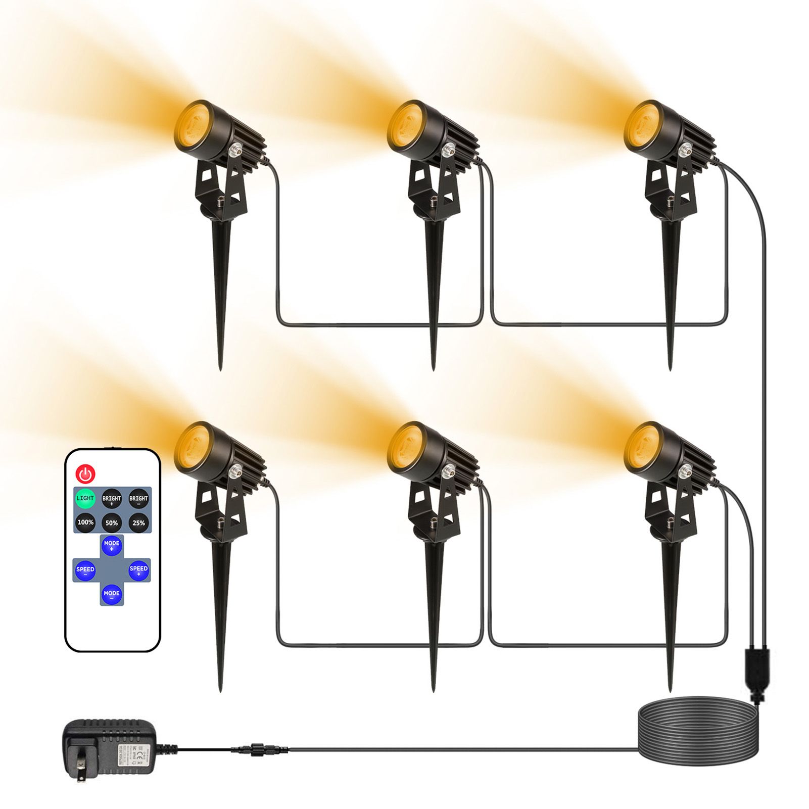 4PCS Outdoor LED Spotlight with Remote Control Waterproof IP65 Garden