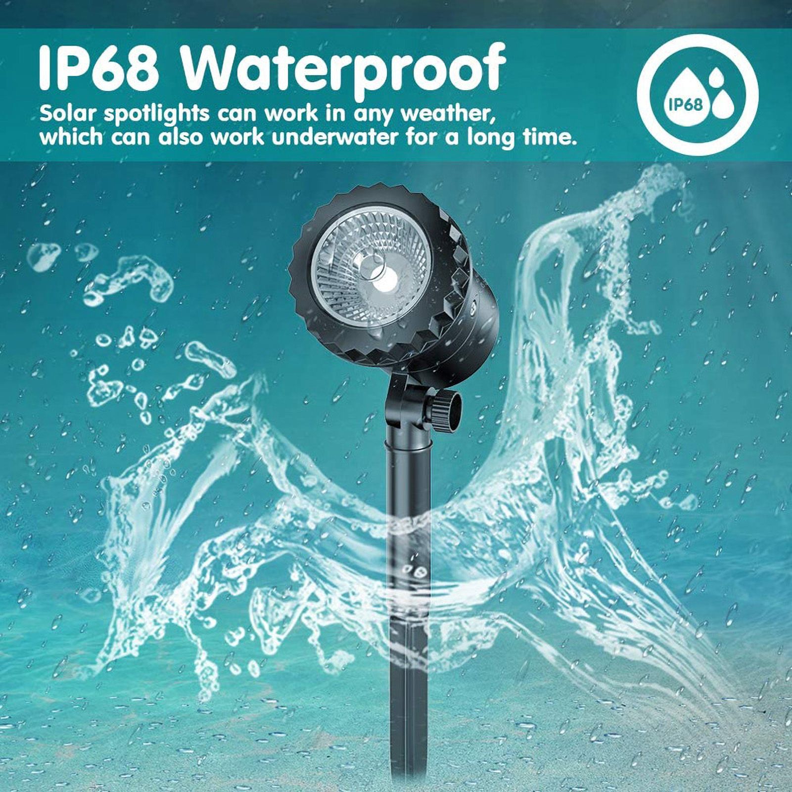 2PCS LED Solar Spotlights Waterproof IP68 Solar Powered Garden Pond Light Warm