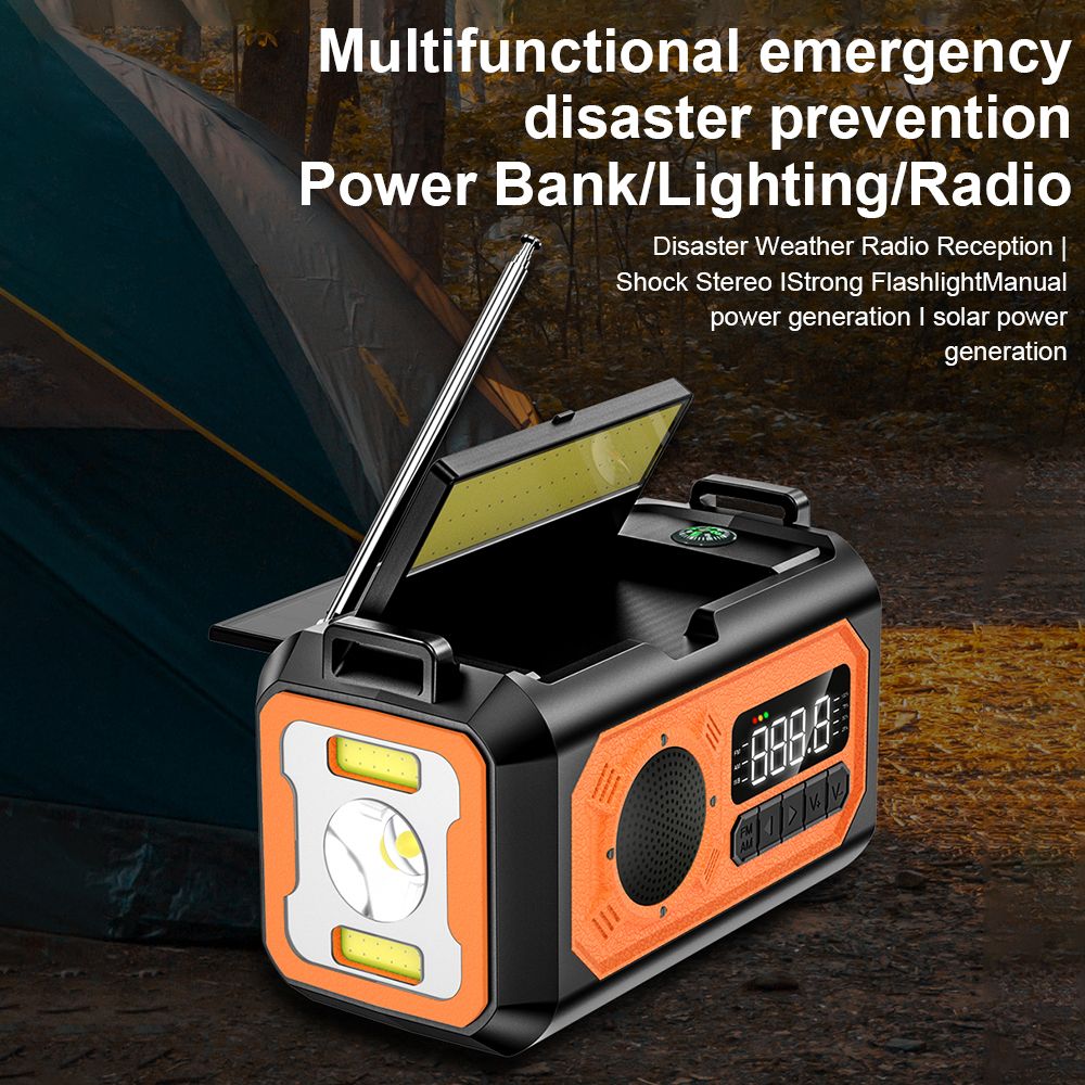 Emergency Crank Weather Radio with NOAA Weather Alert 12000mAh Solar Hand