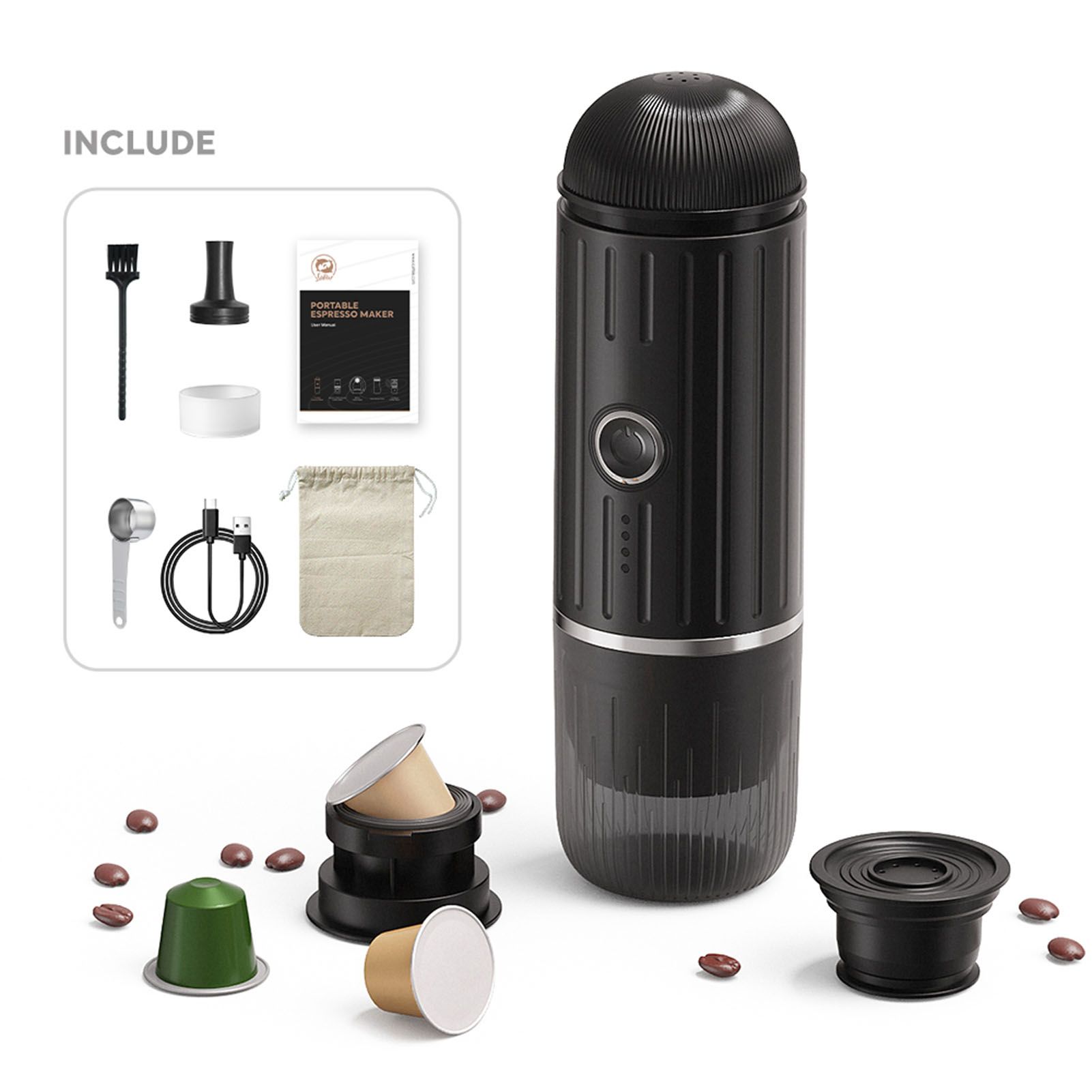 Electric Portable Coffee Maker 19 Bar 100W Wireless Heating Travel Coffee