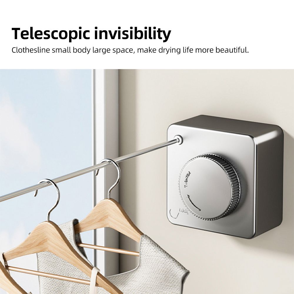 Hidden Retractable Clothesline Outdoor Indoor 13.78 Feet Heavy Duty Steel Wall — image 1
