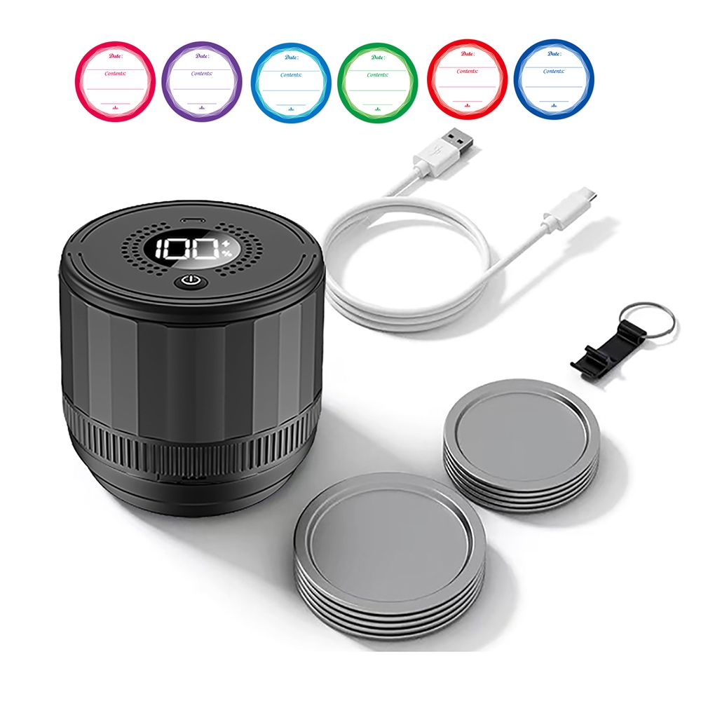 Electric Mason Jar Vacuum Sealing Machine Kit with Wide Mouth Regular Lid and view 3