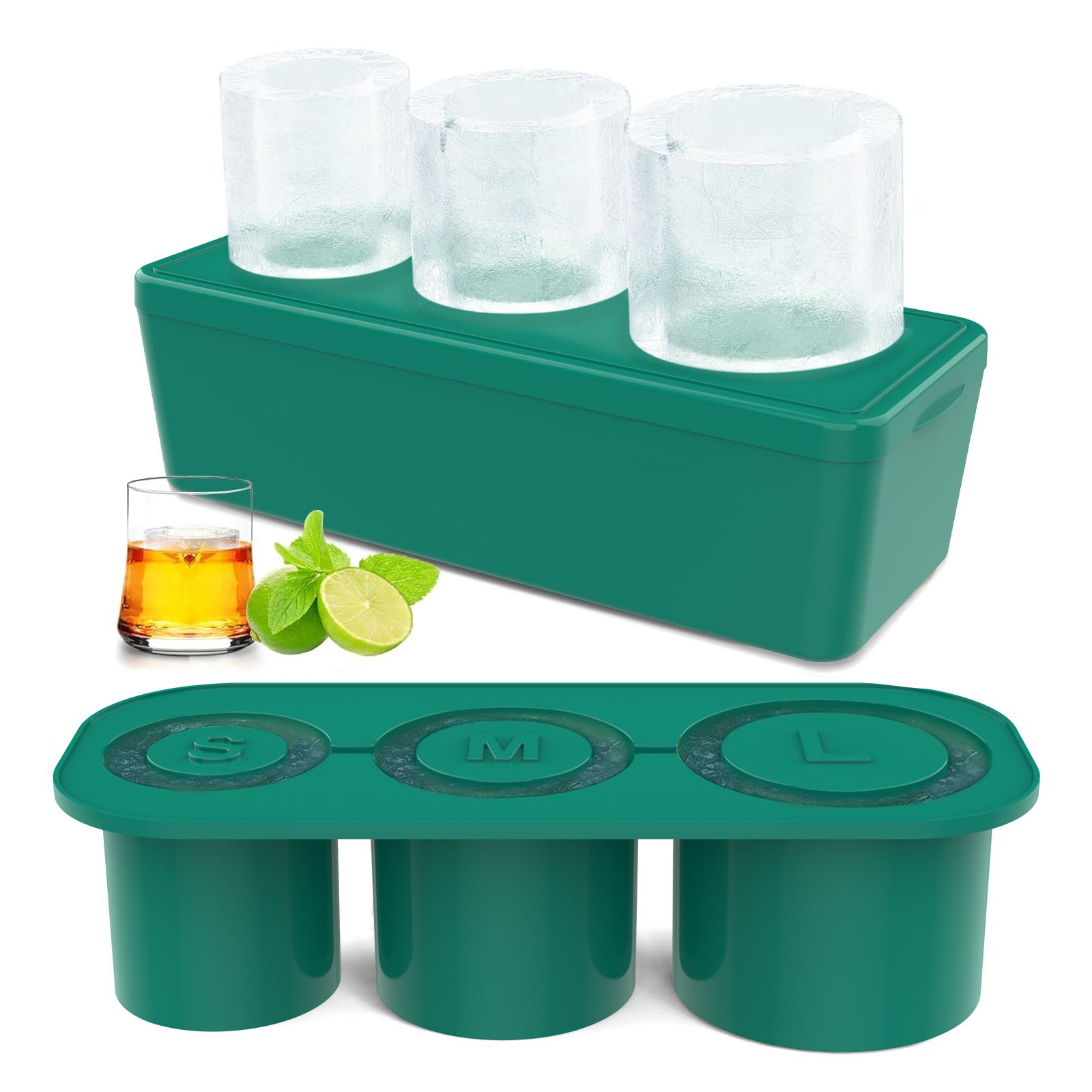 Reusable Silicone Ice Cube Tray with Lid and Bin for 40oz Tumbler Cup 3Pcs view 3