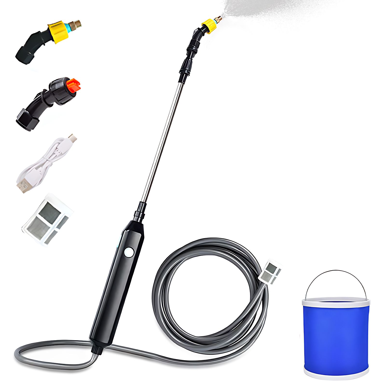 Stainless Steel Water Hose Sprayer Wand Spray Adjustable Electric Handheld view 3