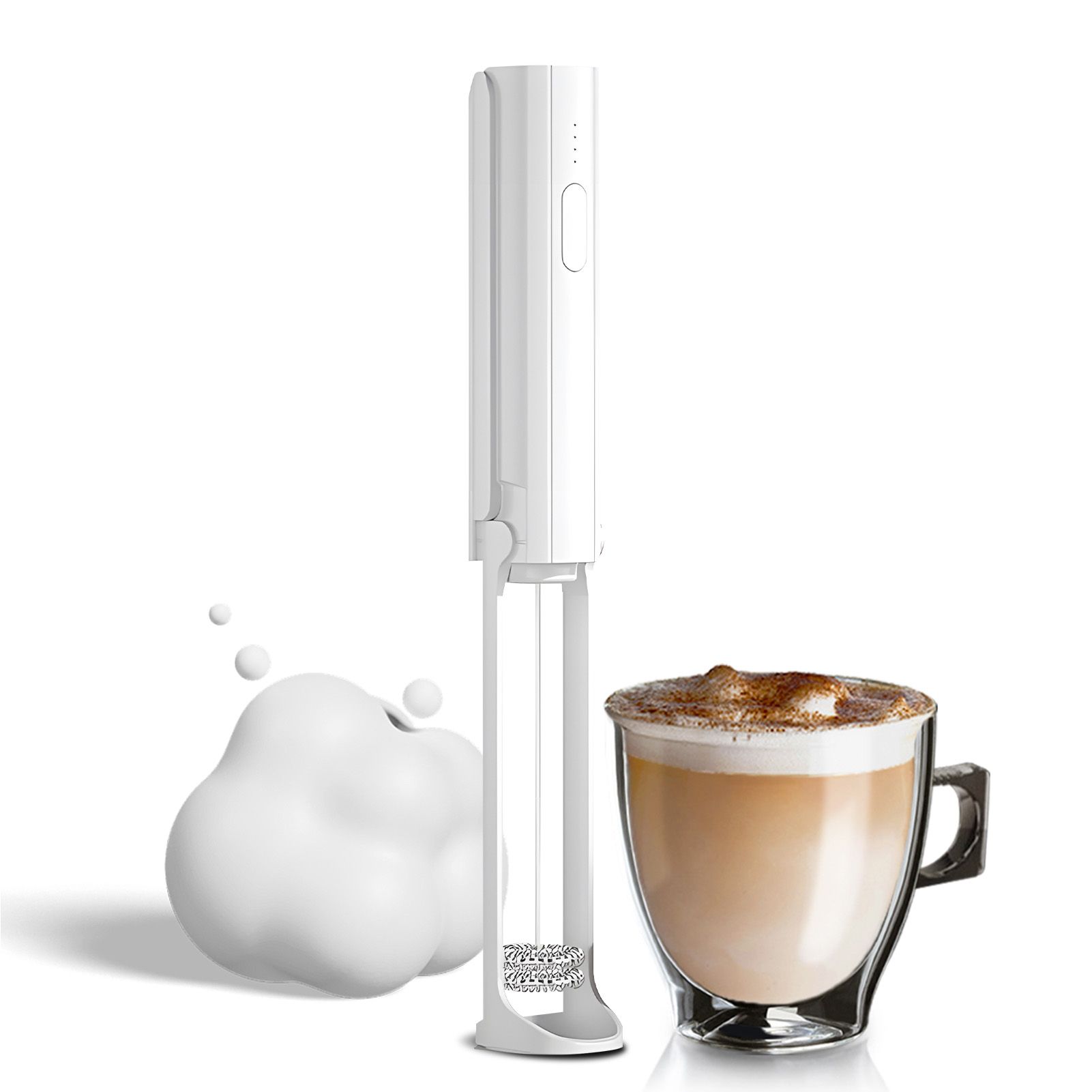 Electric Milk Frother Rechargeable Handheld Foam Maker for Coffee 3 Levels