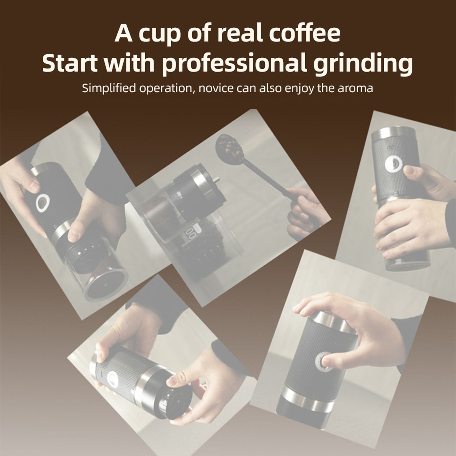 Electric Coffee Bean Grinder 5 Level Adjustable Auto Stop Portable Cordless view 8