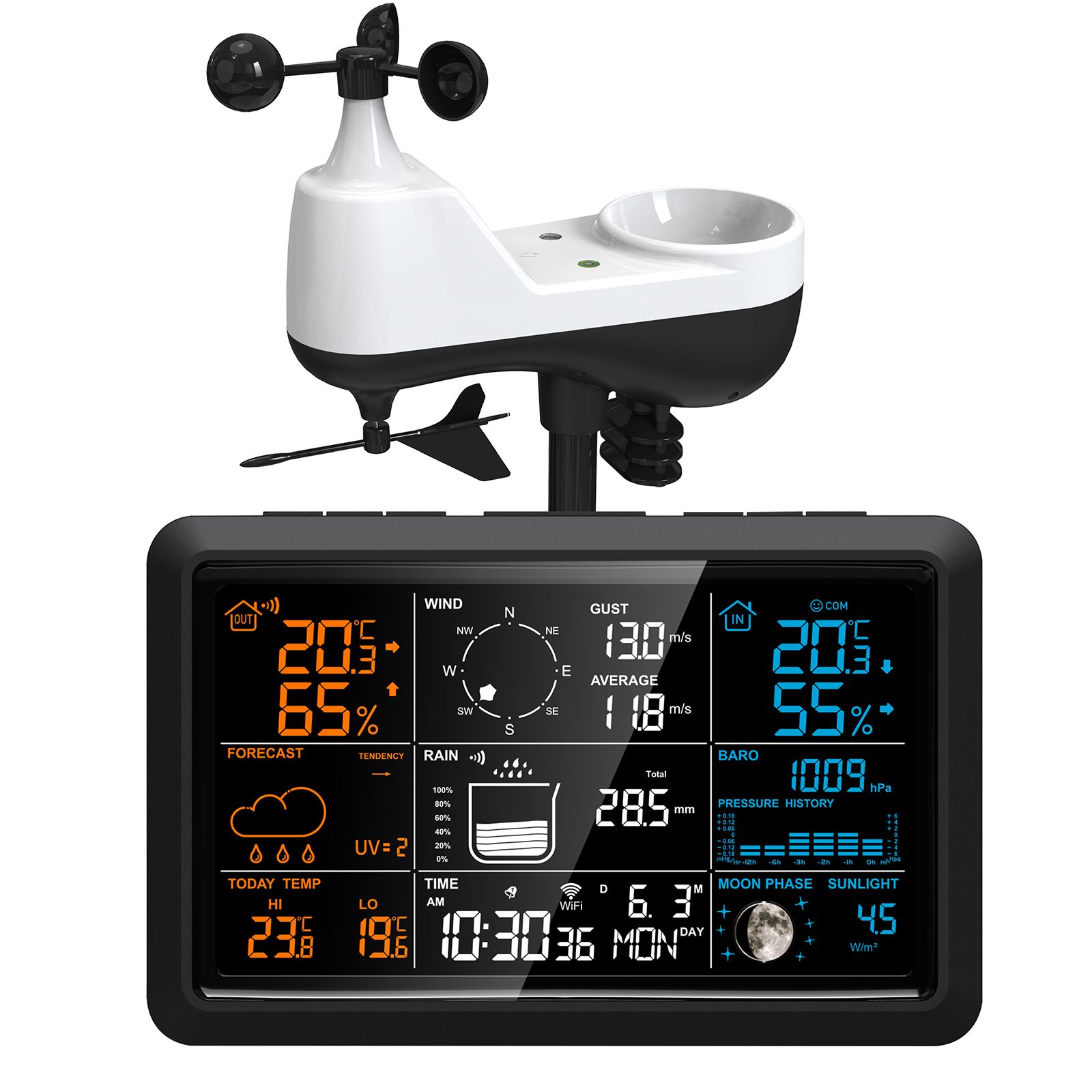 Weather Station with Rain Gauge and Wind Gauge Wireless Indoor Outdoor 5 IN 1 — image 1