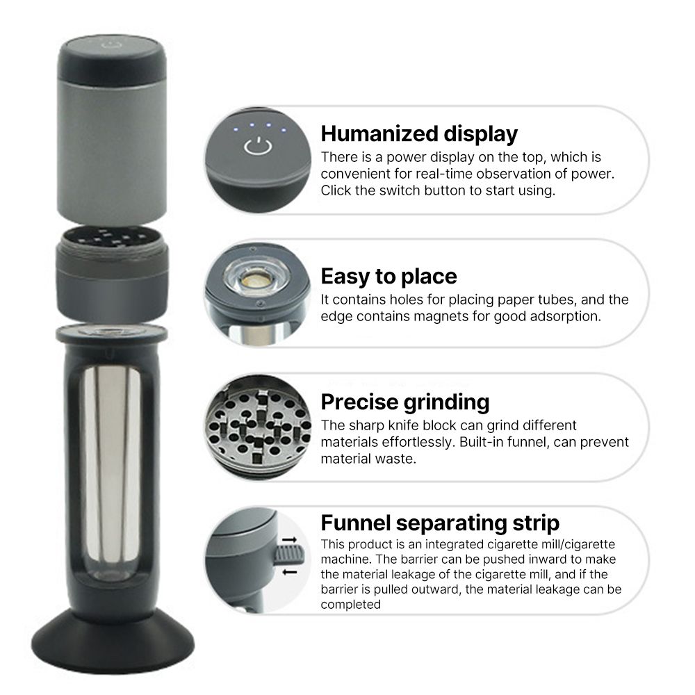 Automatic 2-IN-1 Cigarette Grinder and Rolling Machine One Button Operation view 6