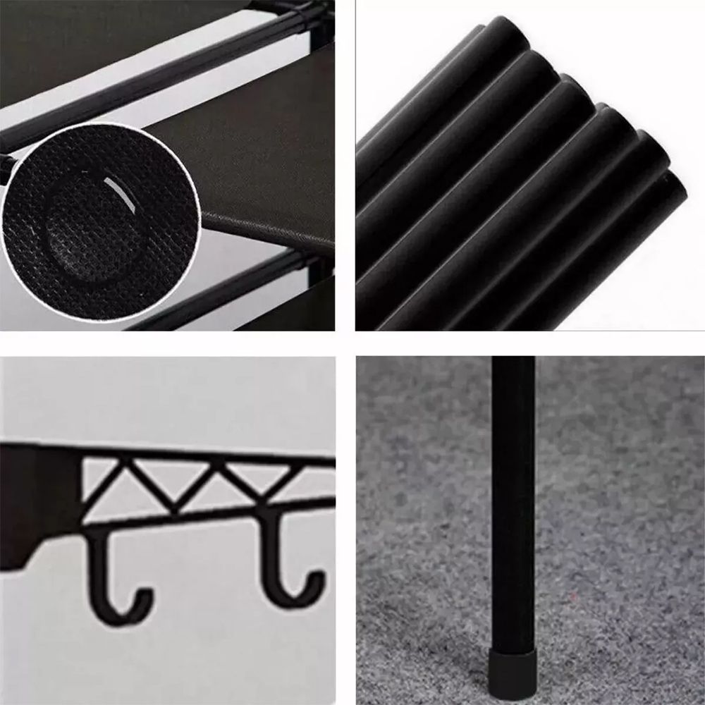 Double Rod Clothes Rack with 6 Storage Shelves Durable Steel Pipe Garment Rack view 2