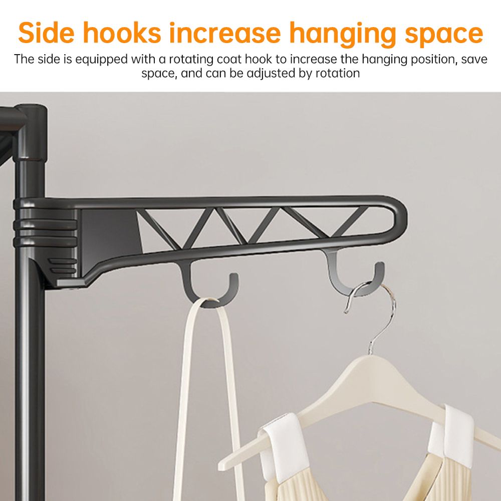 Double Rod Clothes Rack with 6 Storage Shelves Durable Steel Pipe Garment Rack view 5
