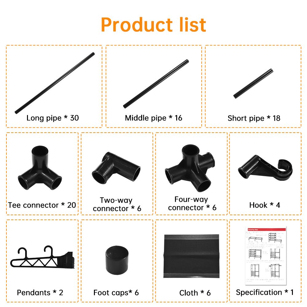 Double Rod Clothes Rack with 6 Storage Shelves Durable Steel Pipe Garment Rack view 7