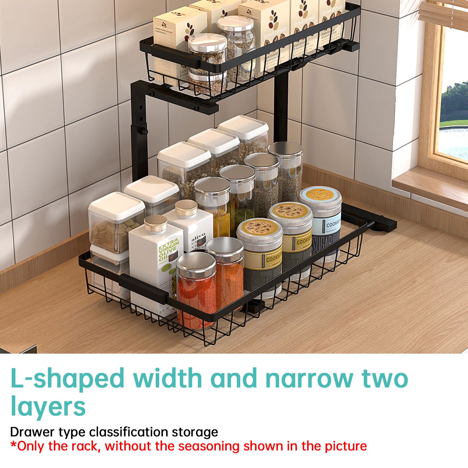 Under Sink Organizer and Storage Rack 1 Pack Height Adjustable Pull Out view 6