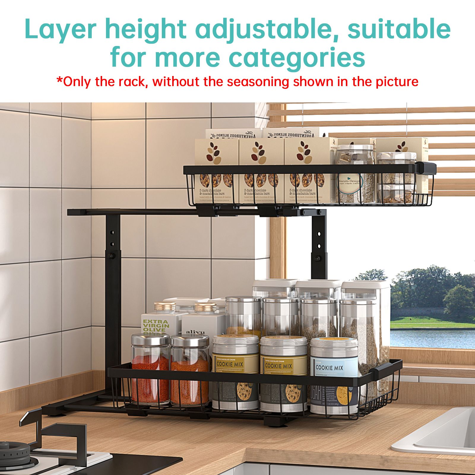 Under Sink Organizer and Storage Rack 1 Pack Height Adjustable Pull Out view 7