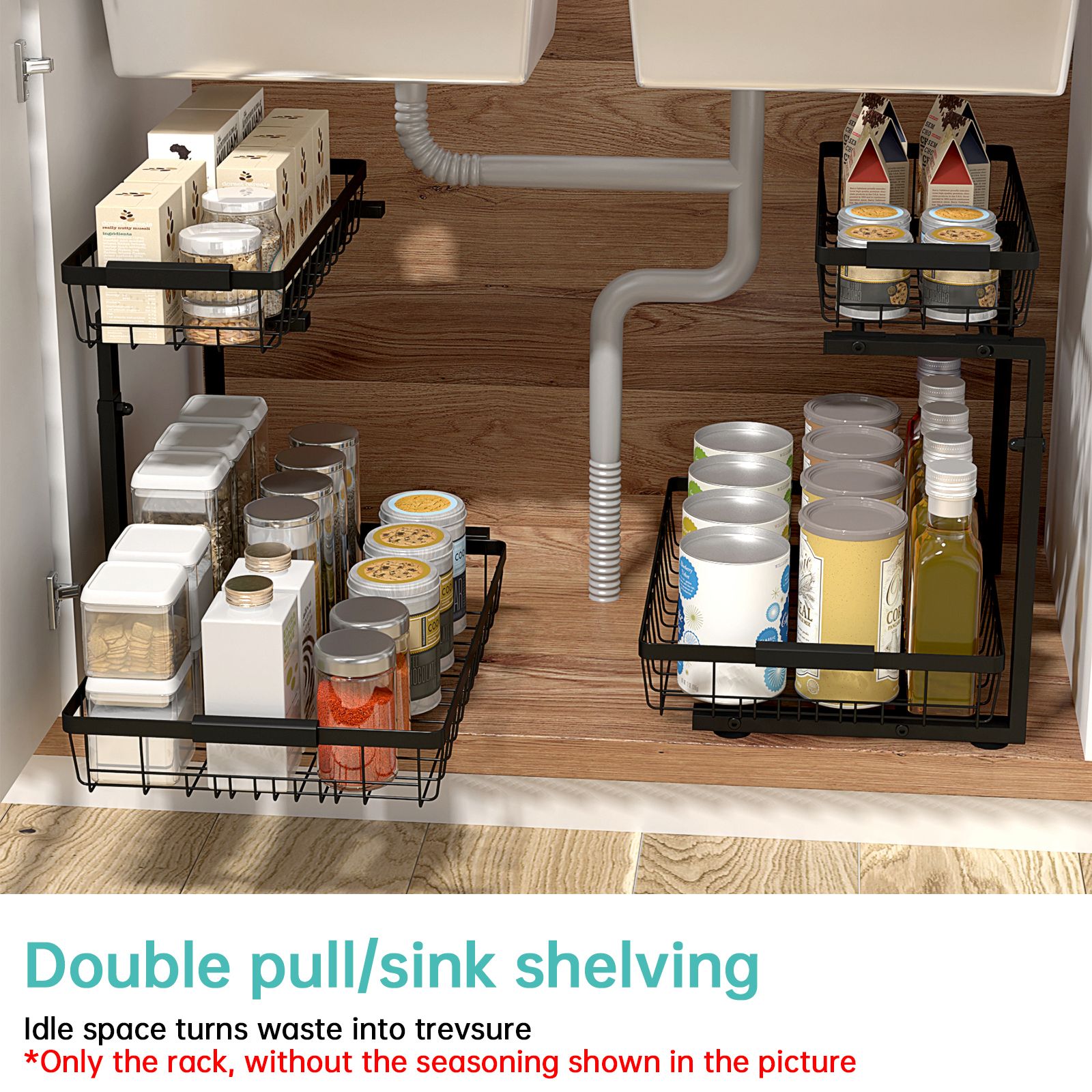 Under Sink Organizer and Storage Rack 1 Pack Height Adjustable Pull Out view 8