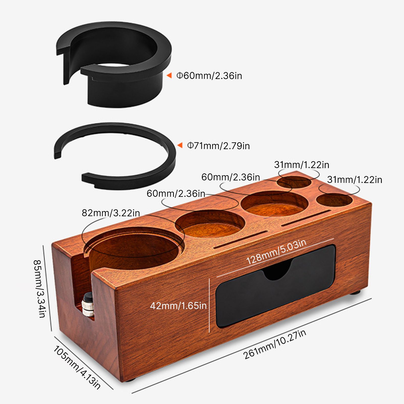3 IN 1 Espresso Knock Box and Tamping Station 51/54/58MM Espresso Coffee view 10