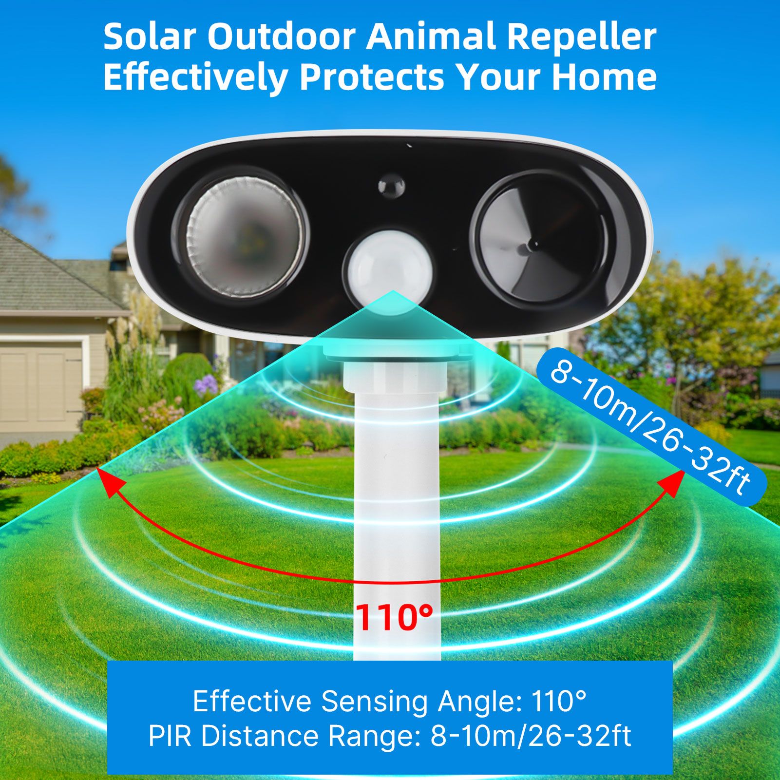 Solar Repellent Ultrasonic Outdoor Pest Bird Squirrel Animal Repeller view 5