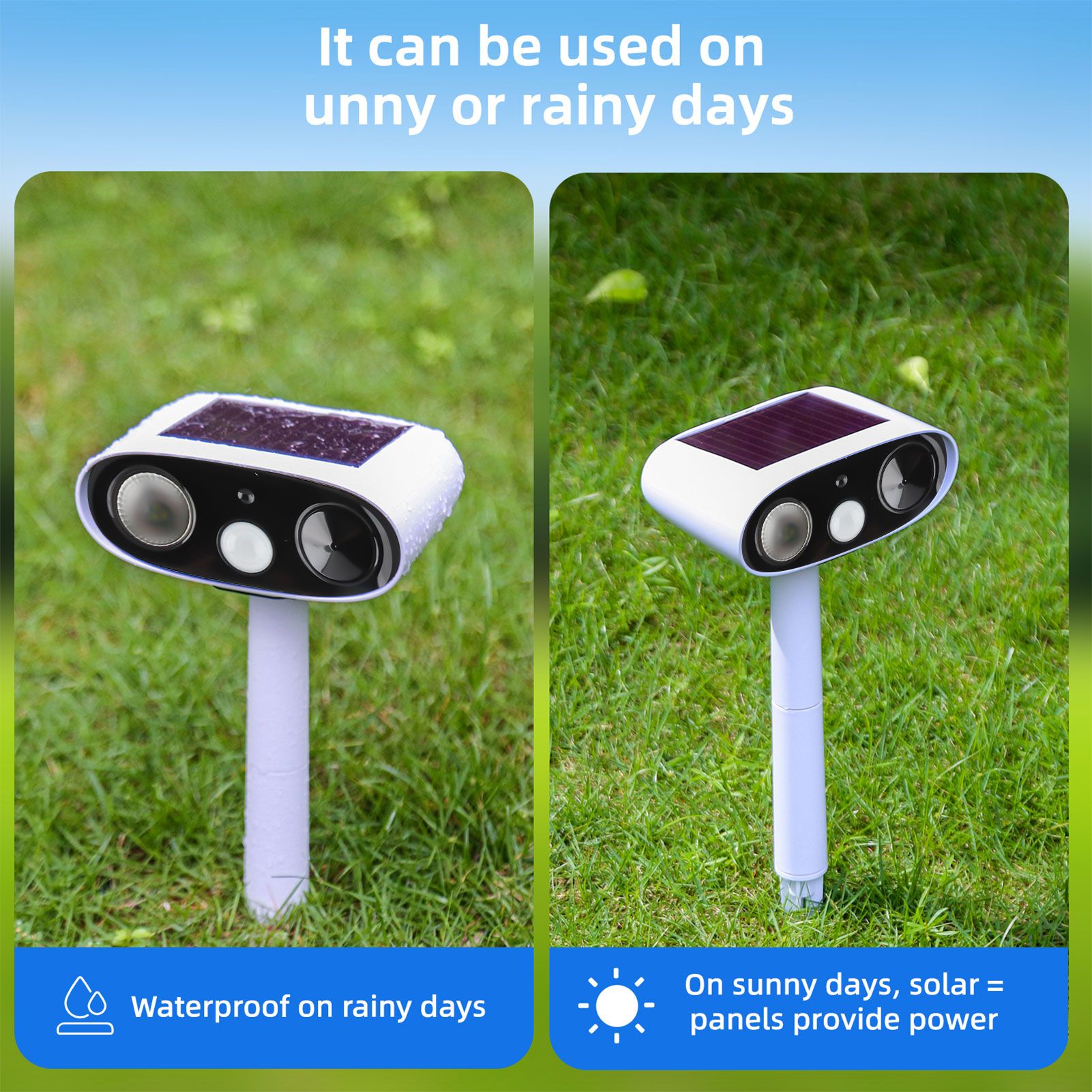 Solar Repellent Ultrasonic Outdoor Pest Bird Squirrel Animal Repeller view 7