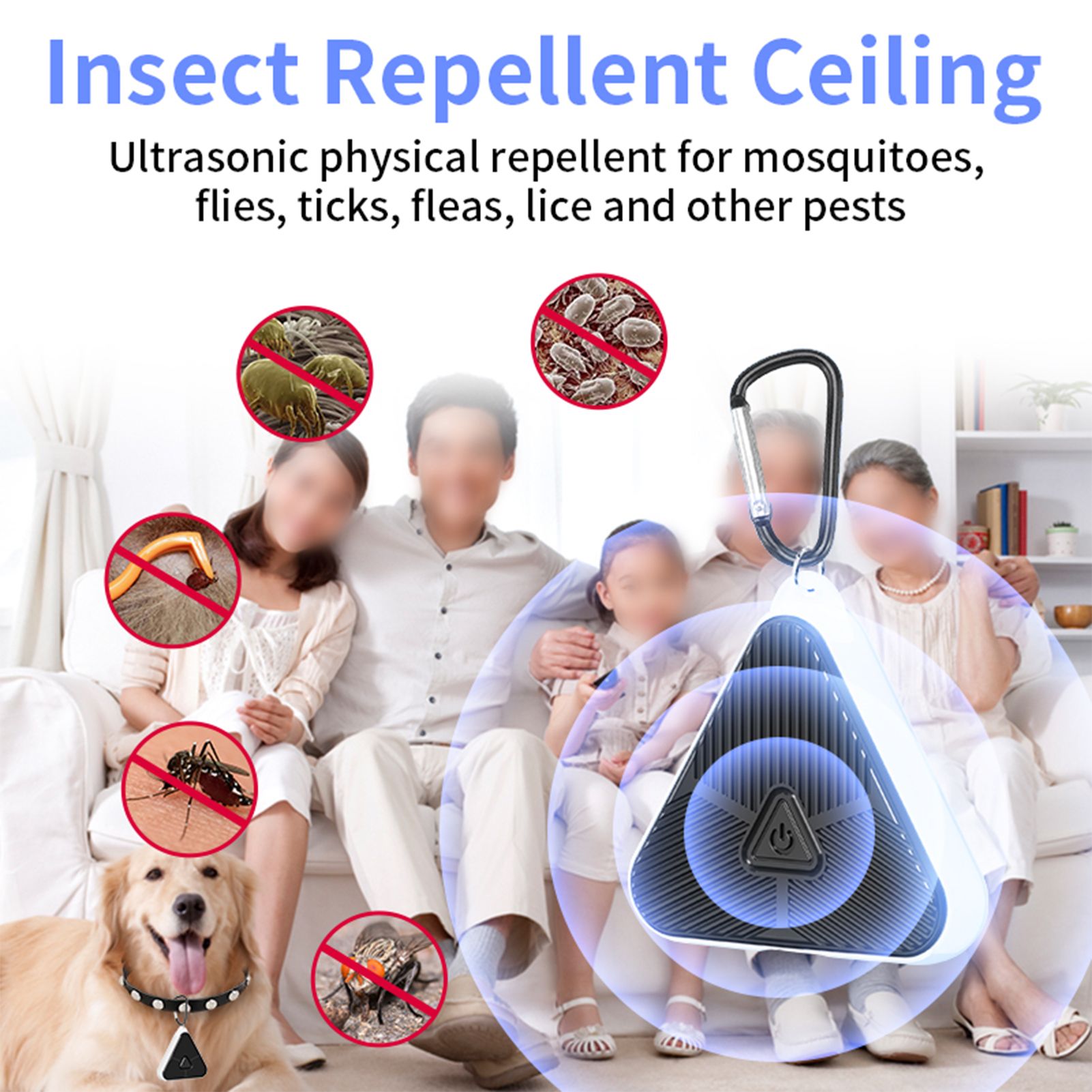 Portable Repellent Ultrasonic 2 Light Modes Reduces Pets Lost Hangable Indoor view 7