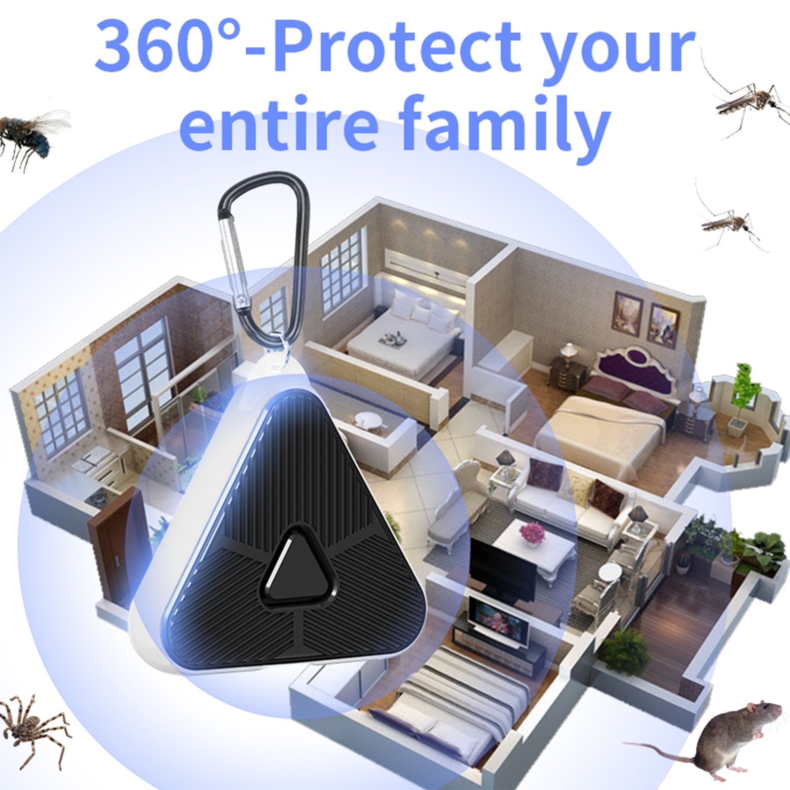 Portable Repellent Ultrasonic 2 Light Modes Reduces Pets Lost Hangable Indoor view 11