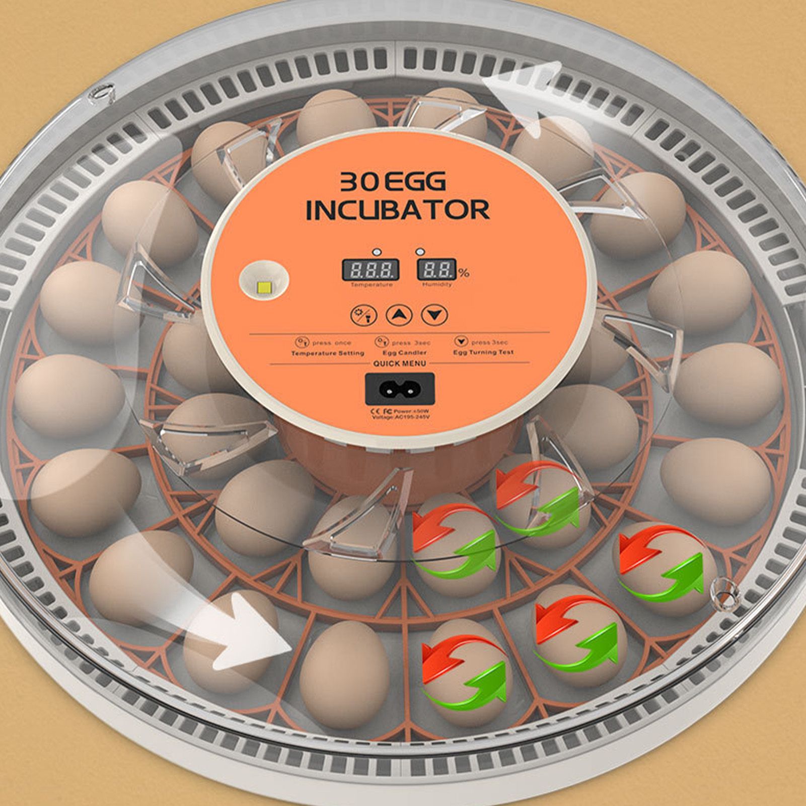 30 Eggs Incubator with Automatic Egg Turning Humidity Control Temperature view 10