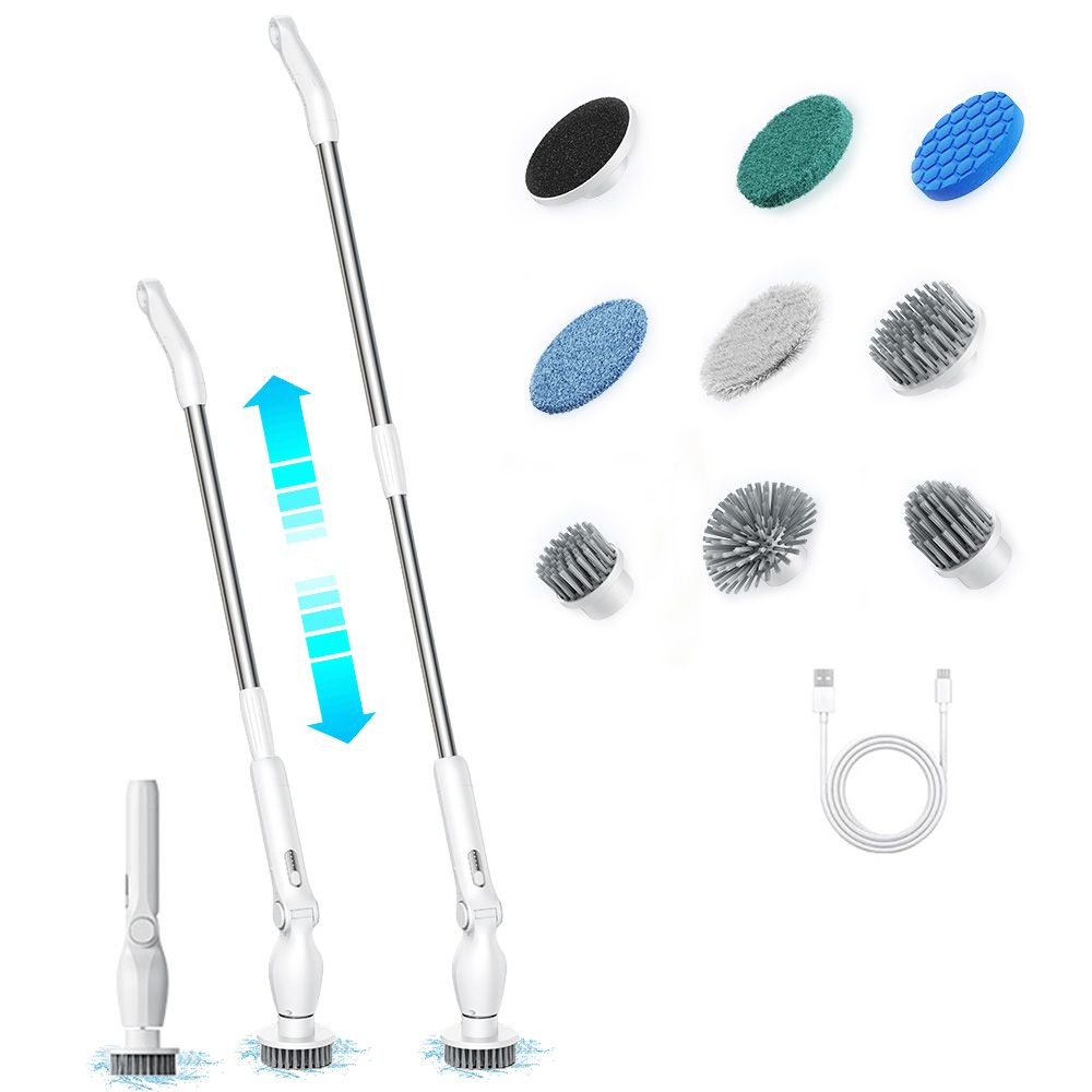 9-in-1 Electric Spin Scrubber with 9 Brush Heads Cordless Cleaning Brush view 4