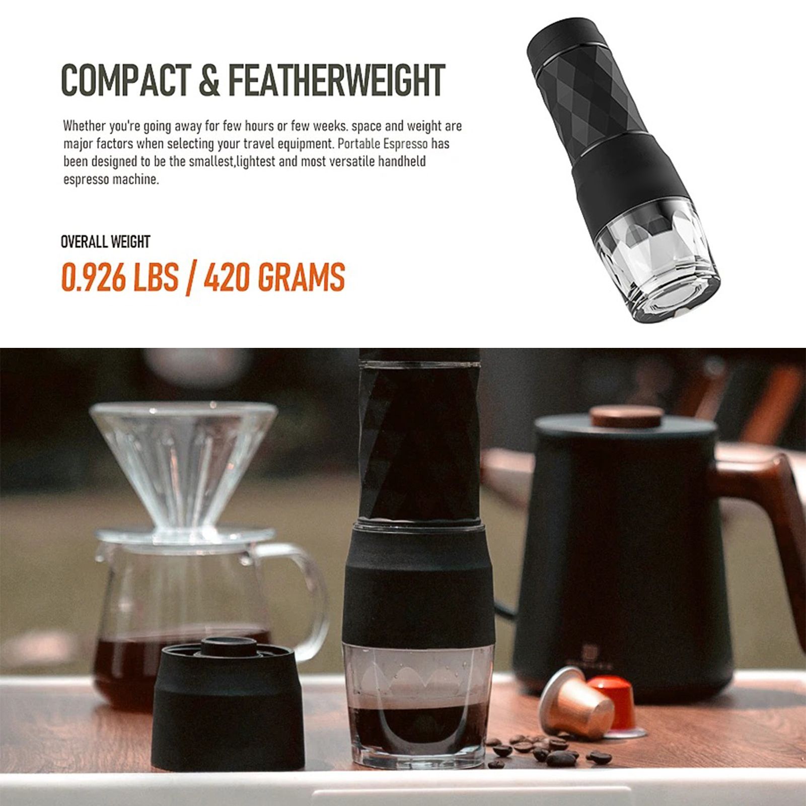 CAFELFFE 3-in-1 Portable Manual Espresso Coffee Machine 18Bar Cold and Hot view 10