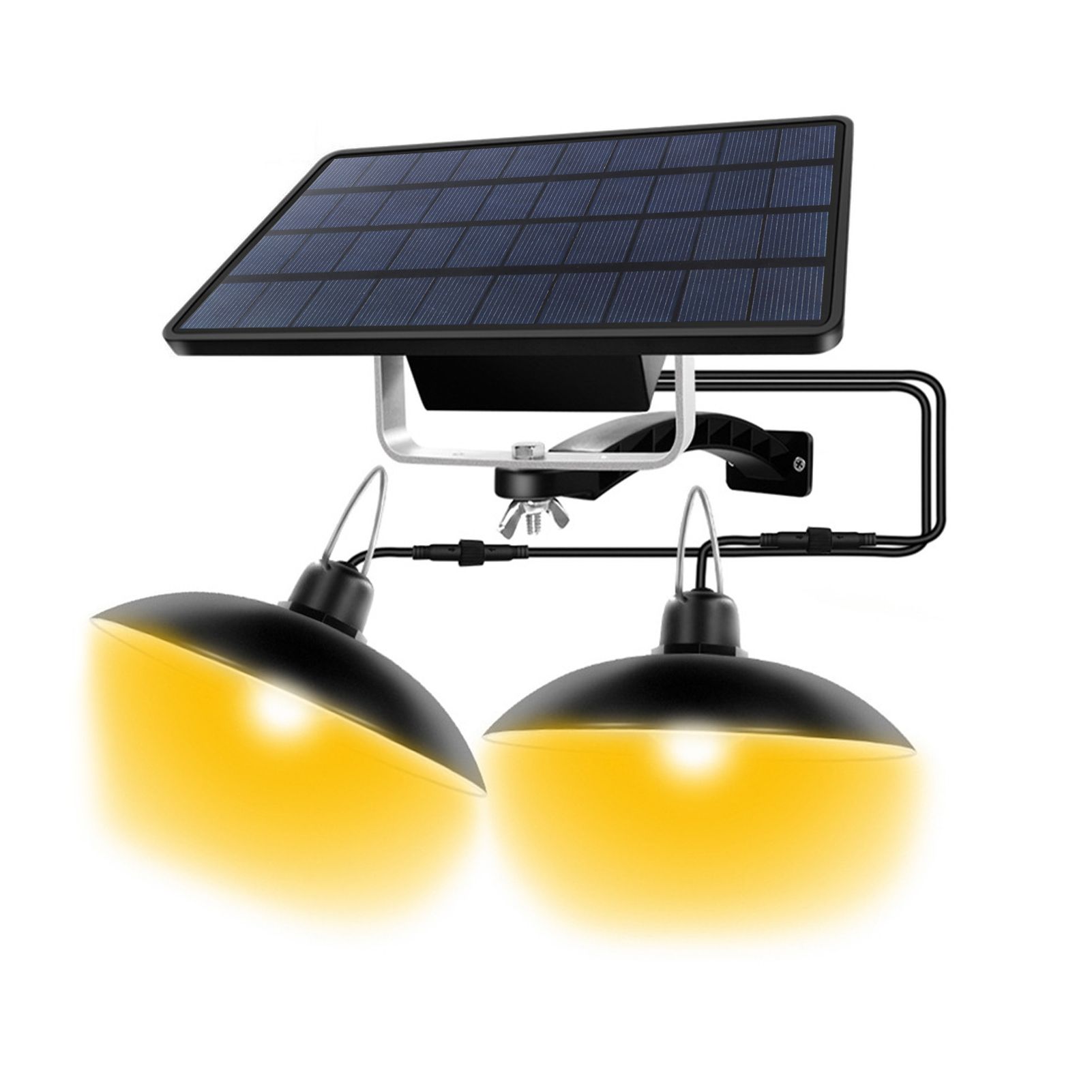 Solar Pendant Lights Outdoor IP65 Waterproof with Double Bulb Lamps Dusk to view 5