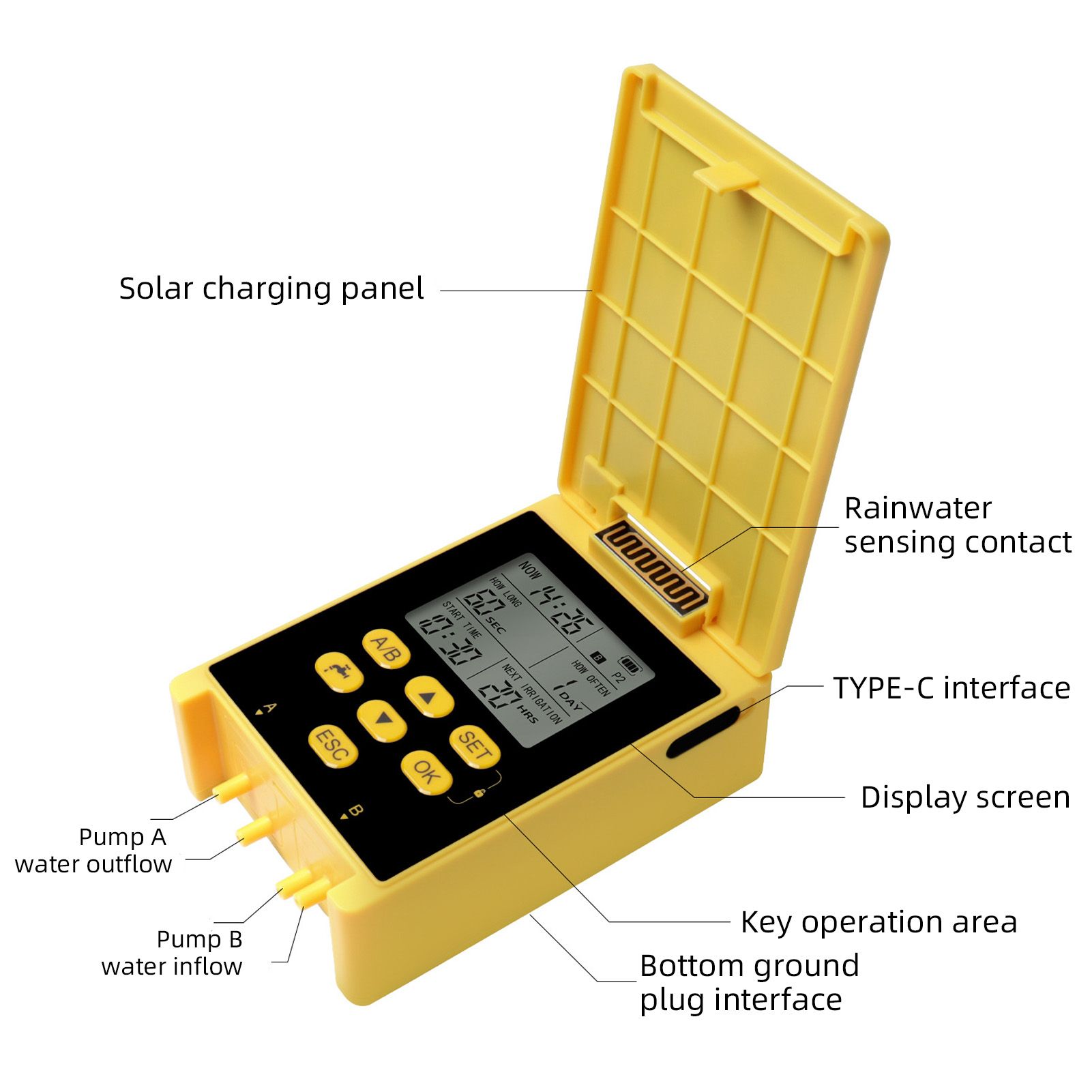 Dual Pump Solar Drip Irrigation System with Rain Sensing Digital Display view 5