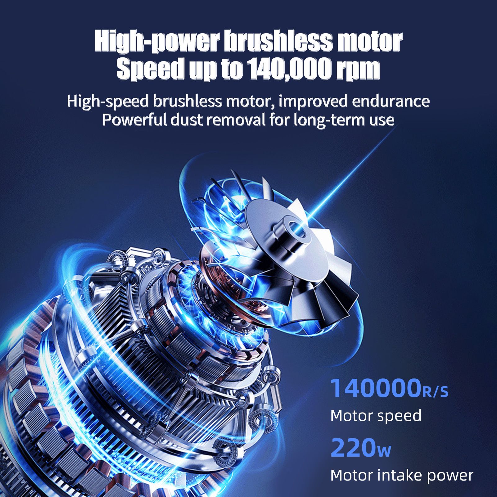 220W Electric Air Duster 140000RPM Brushless Motor Max 53m/s Wind Speed view 12