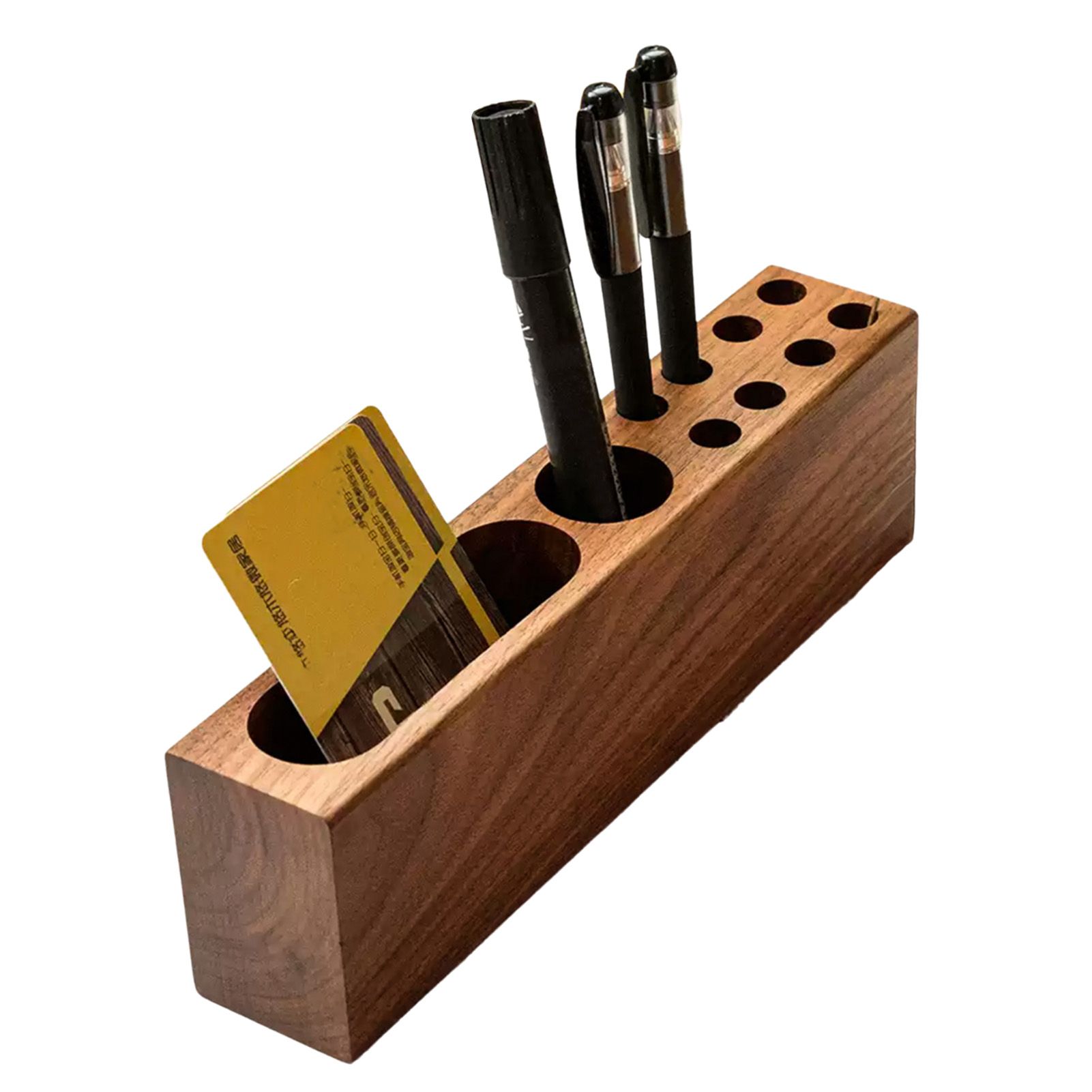 Pen Holder for Desk Acacia Wooden Pencil Stand Solid Wood Business Card Holder view 10