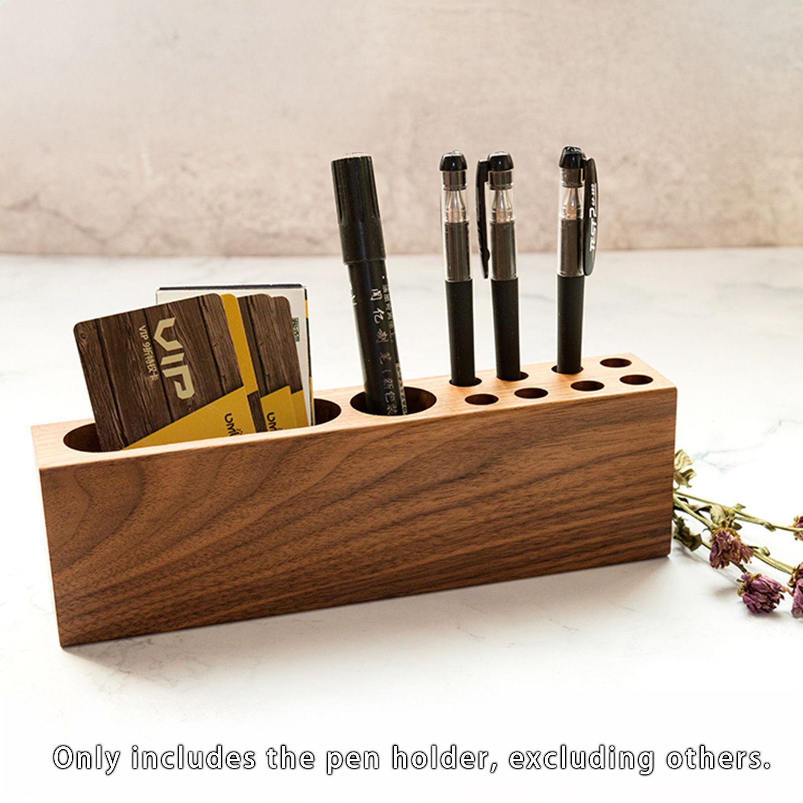 Pen Holder for Desk Acacia Wooden Pencil Stand Solid Wood Business Card Holder view 12