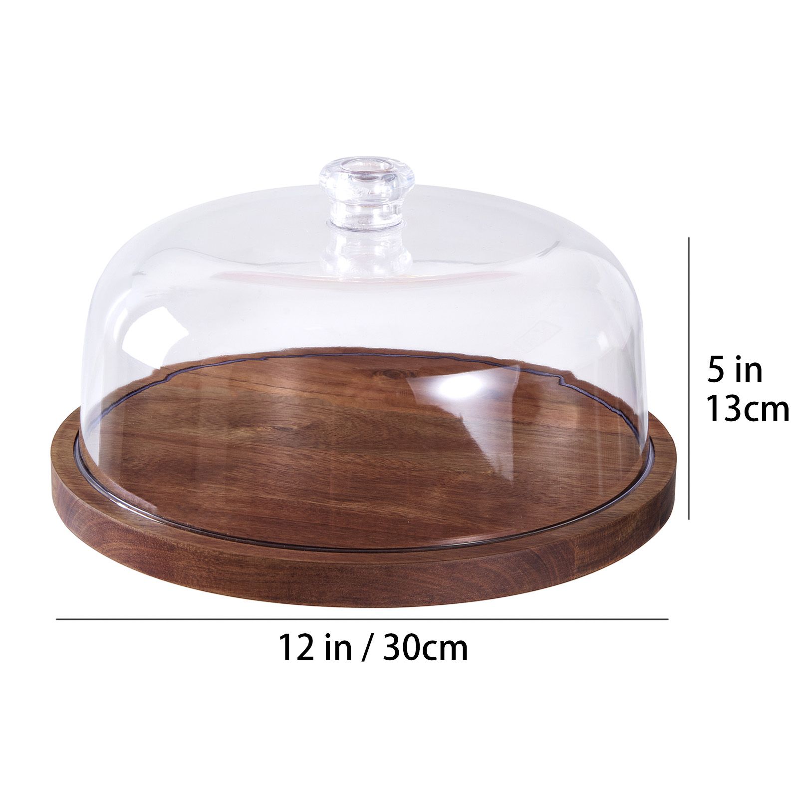 Cake Stand with Lid Wood 12in Round Cake Holder 2-in-1 Dessert Table Display view 2