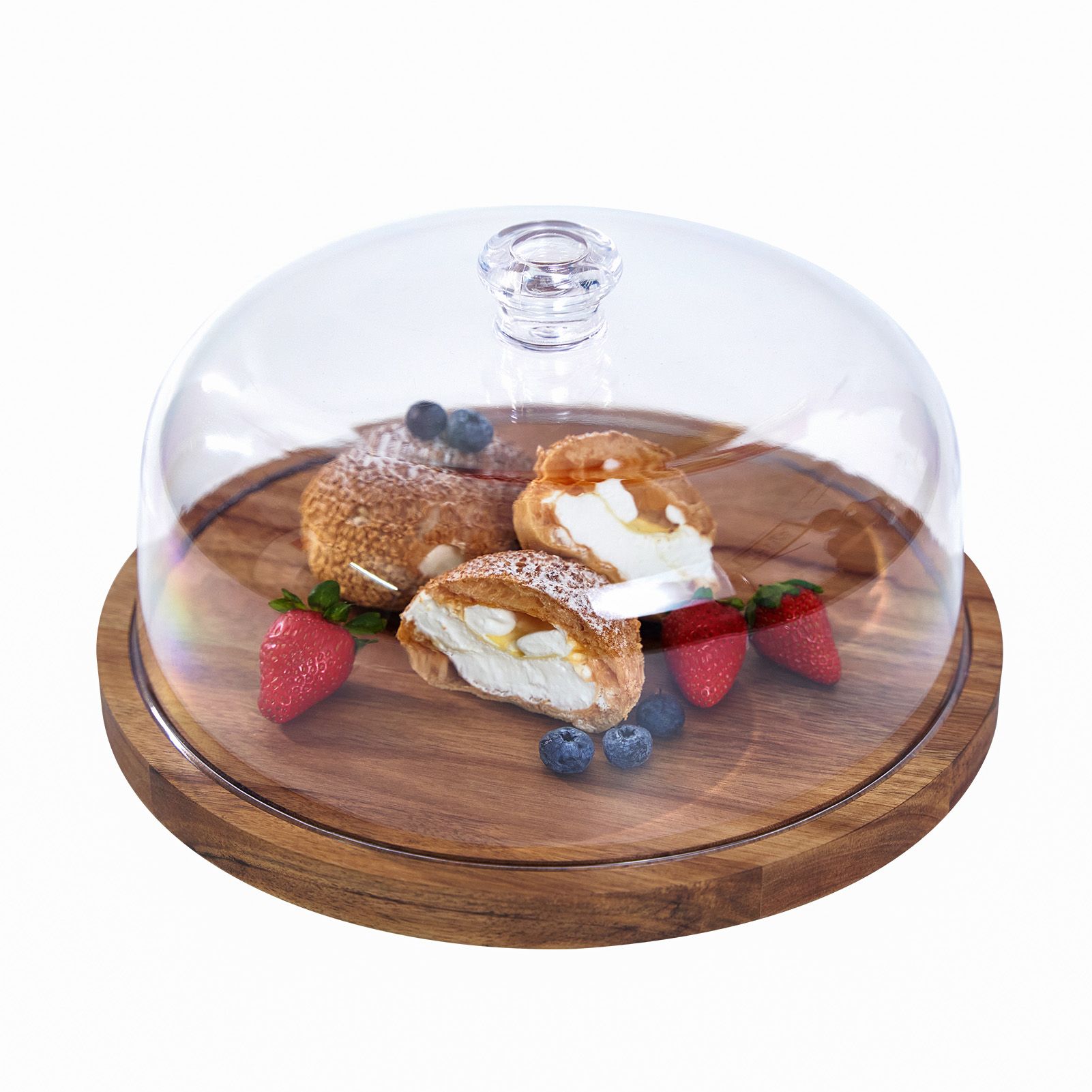 Cake Stand with Lid Wood 12in Round Cake Holder 2-in-1 Dessert Table Display view 8