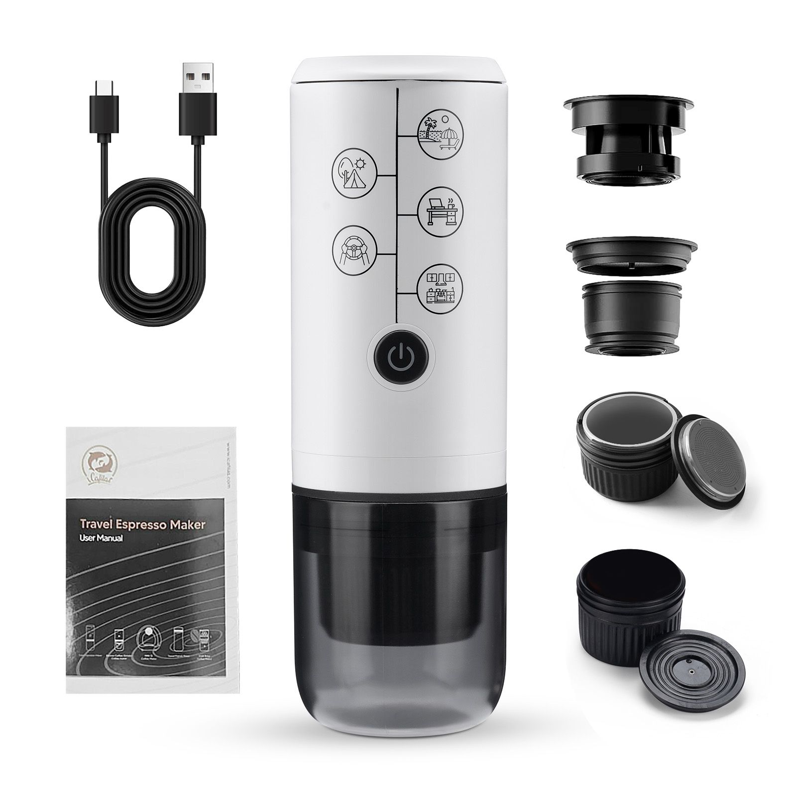 4-in-1 Portable Espresso Coffee Maker Work with NES/DG Capsule and Ground view 3