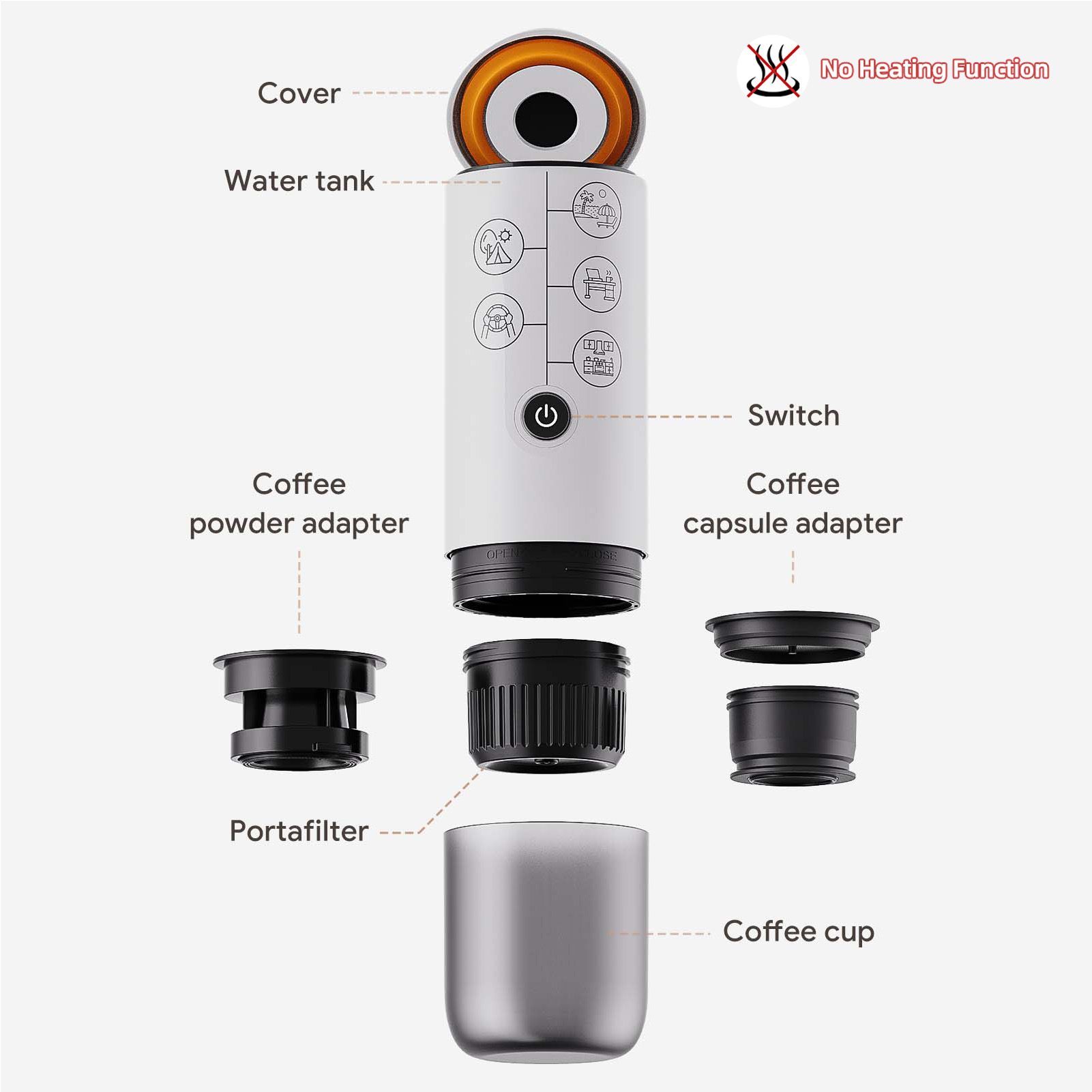 4-in-1 Portable Espresso Coffee Maker Work with NES/DG Capsule and Ground view 6