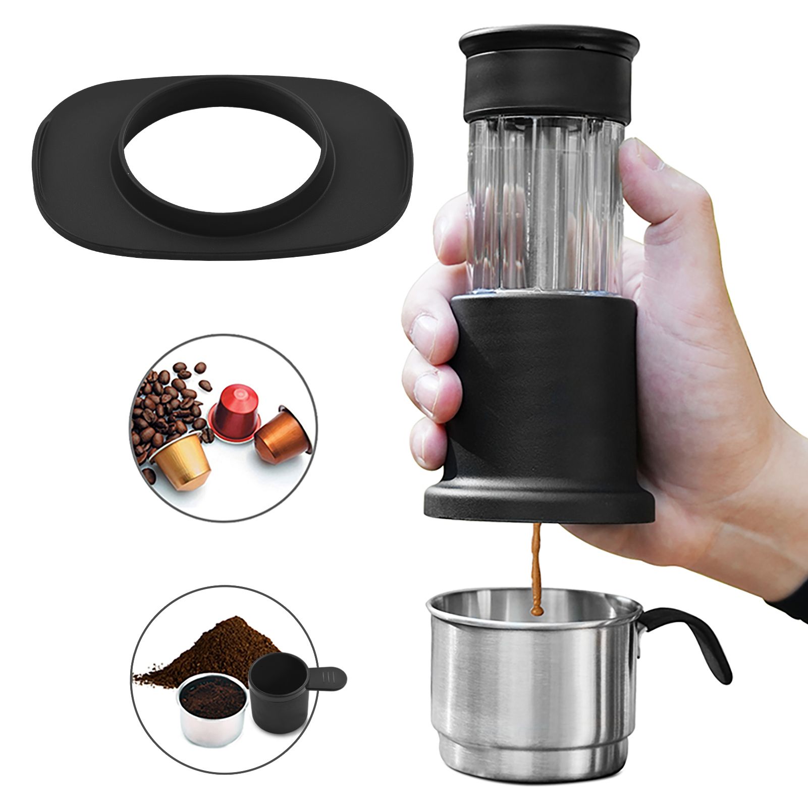 Portable Coffee Maker 2 in 1 Travel Coffee Machine Compatible NES Capsule and