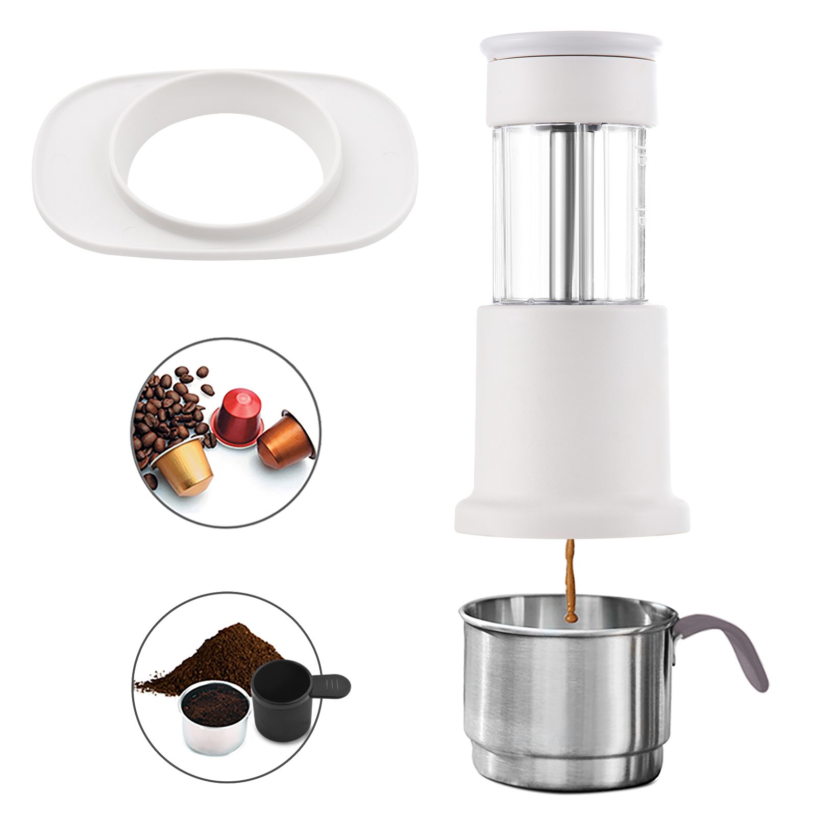 Portable Coffee Maker 2 in 1 Travel Coffee Machine Compatible NES Capsule and