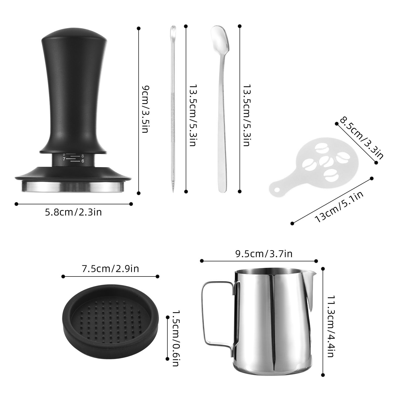 21pcs Coffee Art Set 12oz/350ml Stainless Steel Milk Frothing Pitcher with view 2