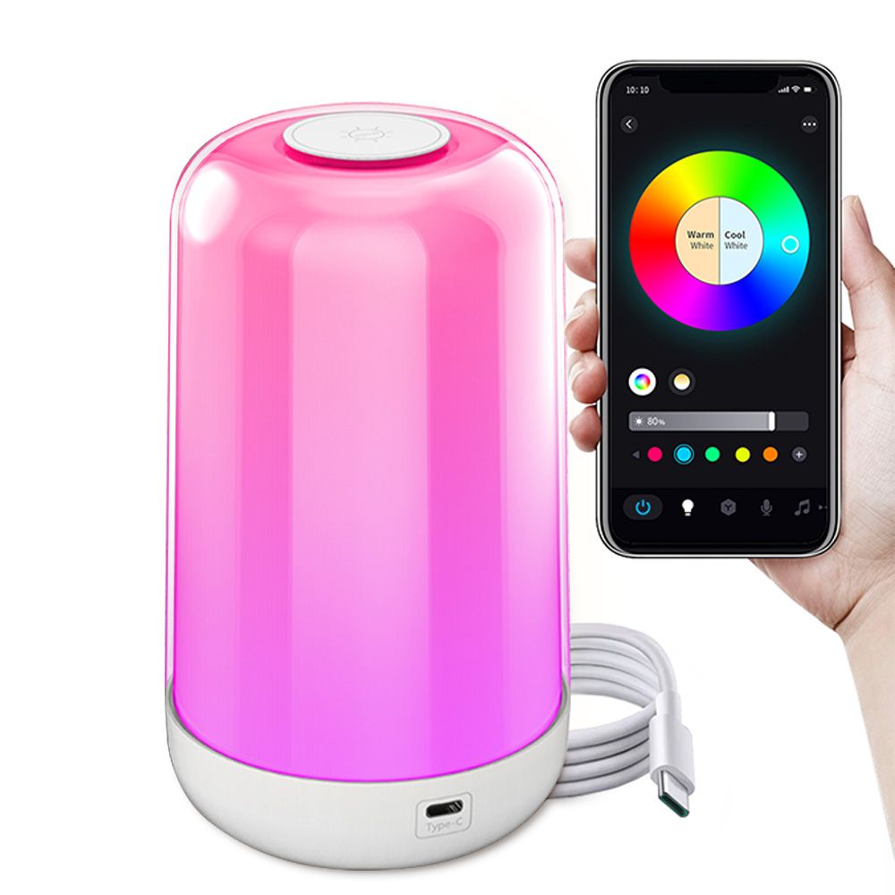 LED Night Light 7 Color Changing Smart Touch Control Bedside Table Lamp BT view 3