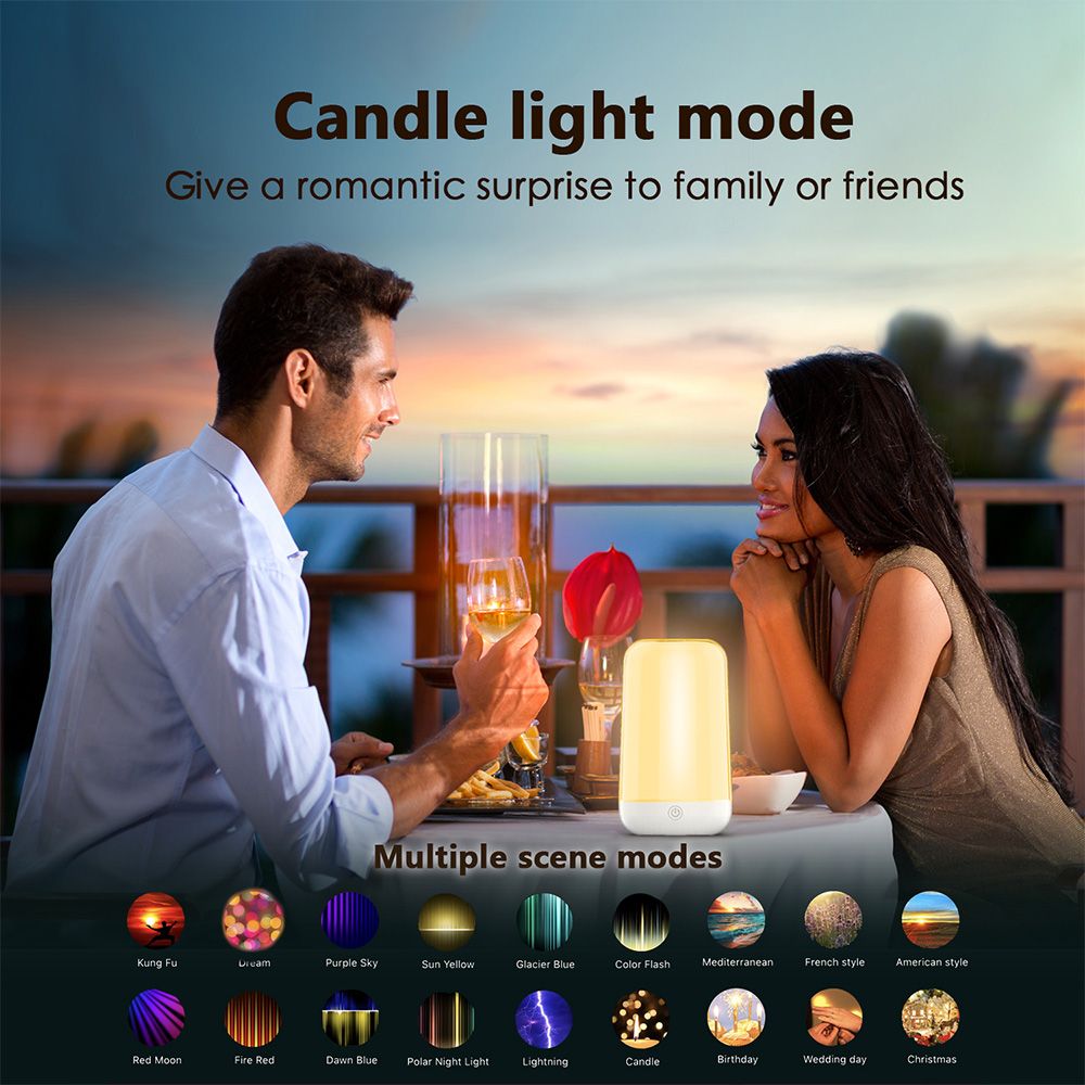 LED Night Light 7 Color Changing Smart Touch Control Bedside Table Lamp BT view 8
