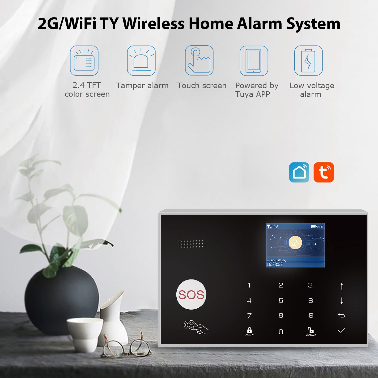 2G/WiFi TY Wireless Home Alarm System 2.4-inch TFT Color Touch Screen Alarm view 4