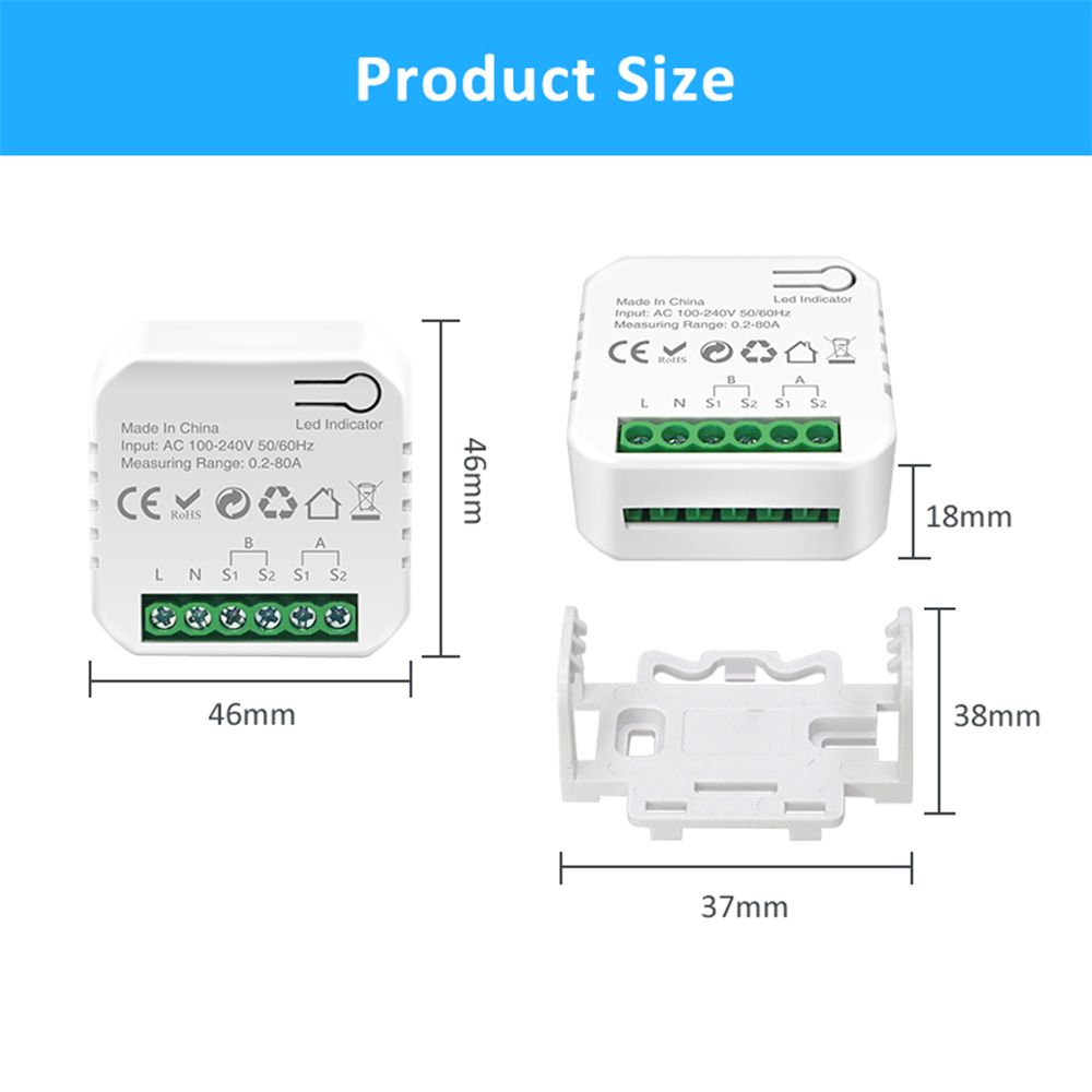 Smart Energy Meter TY Power Consumption Monitor with 2 80A CT Clamp view 8