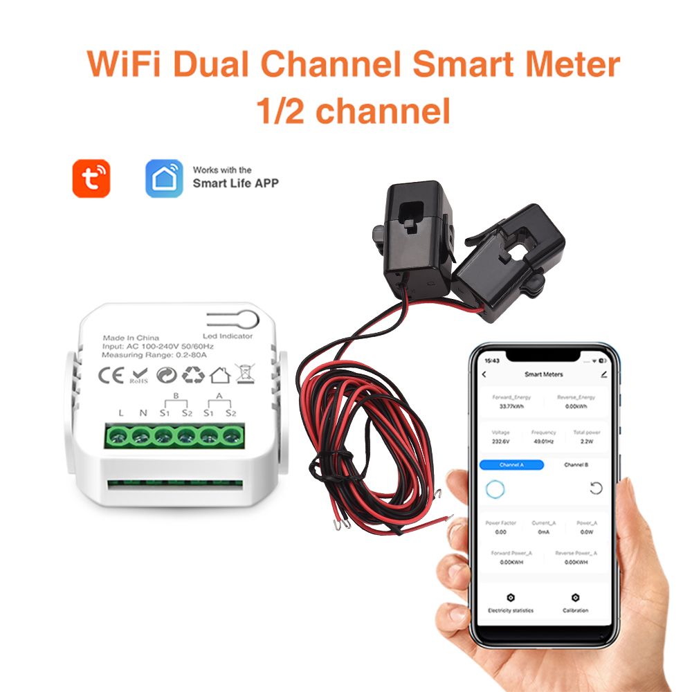 Smart Energy Meter TY Power Consumption Monitor with 2 80A CT Clamp view 11