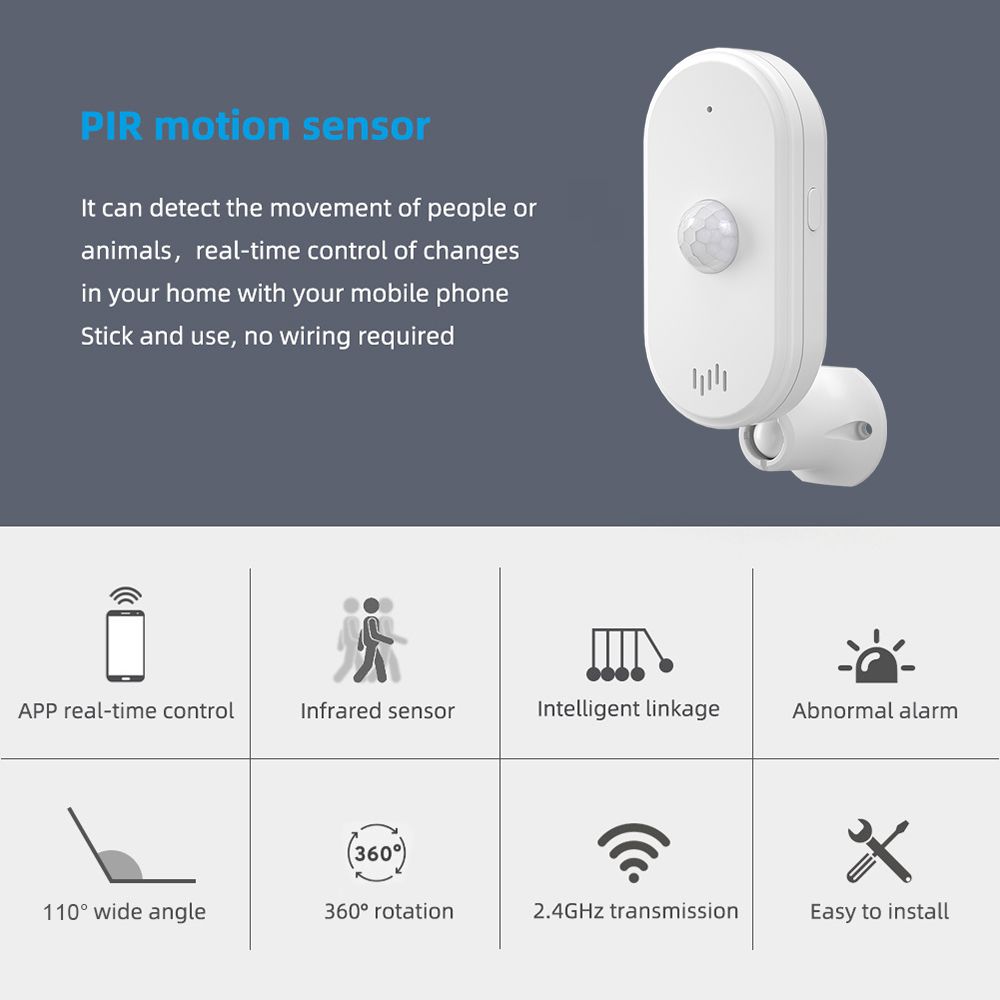WiFi PIR Motion Sensor Wireless Security Alarm Infrared Movement Detector view 2
