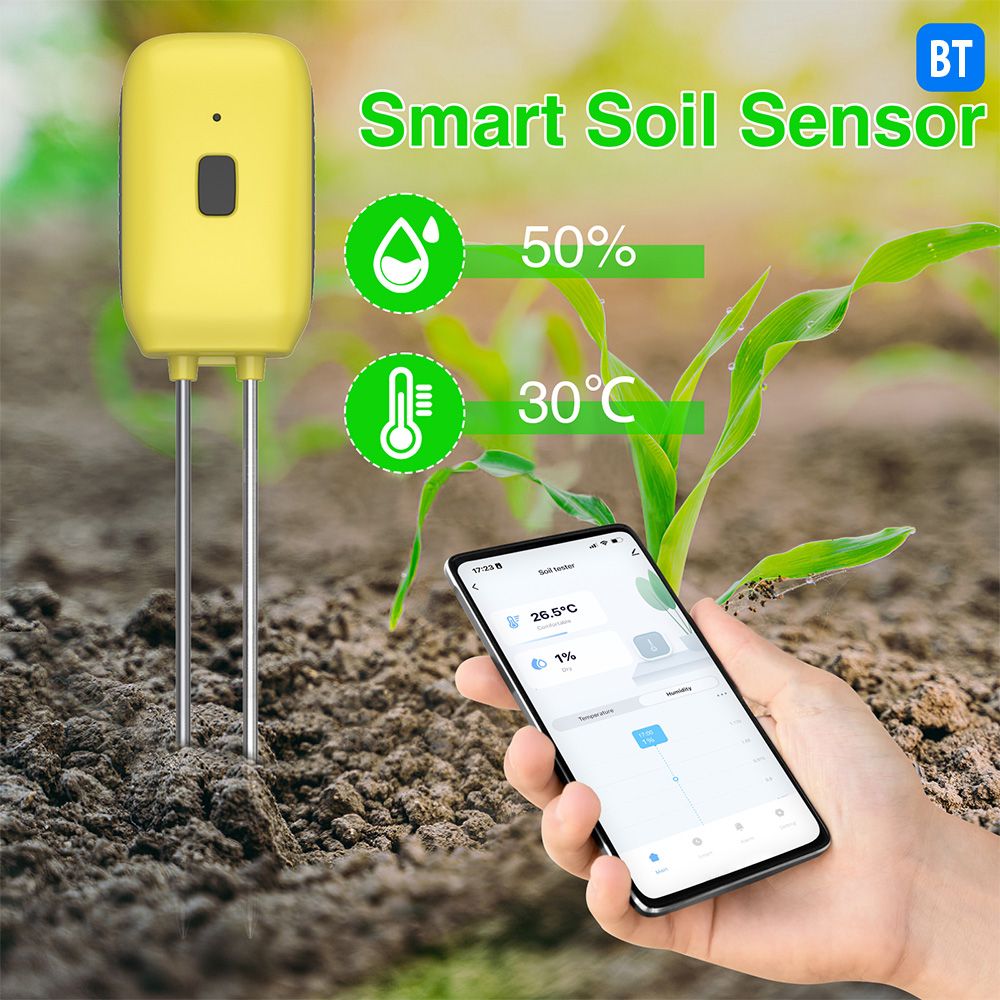 Soil Moisture Meter Smart Plant Water Sensor Temperature and Humidity Alarm view 2