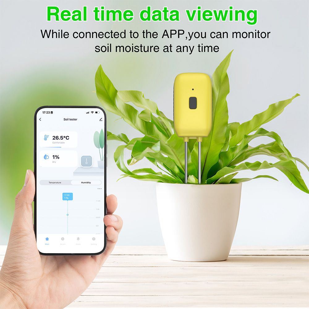 Soil Moisture Meter Smart Plant Water Sensor Temperature and Humidity Alarm view 6